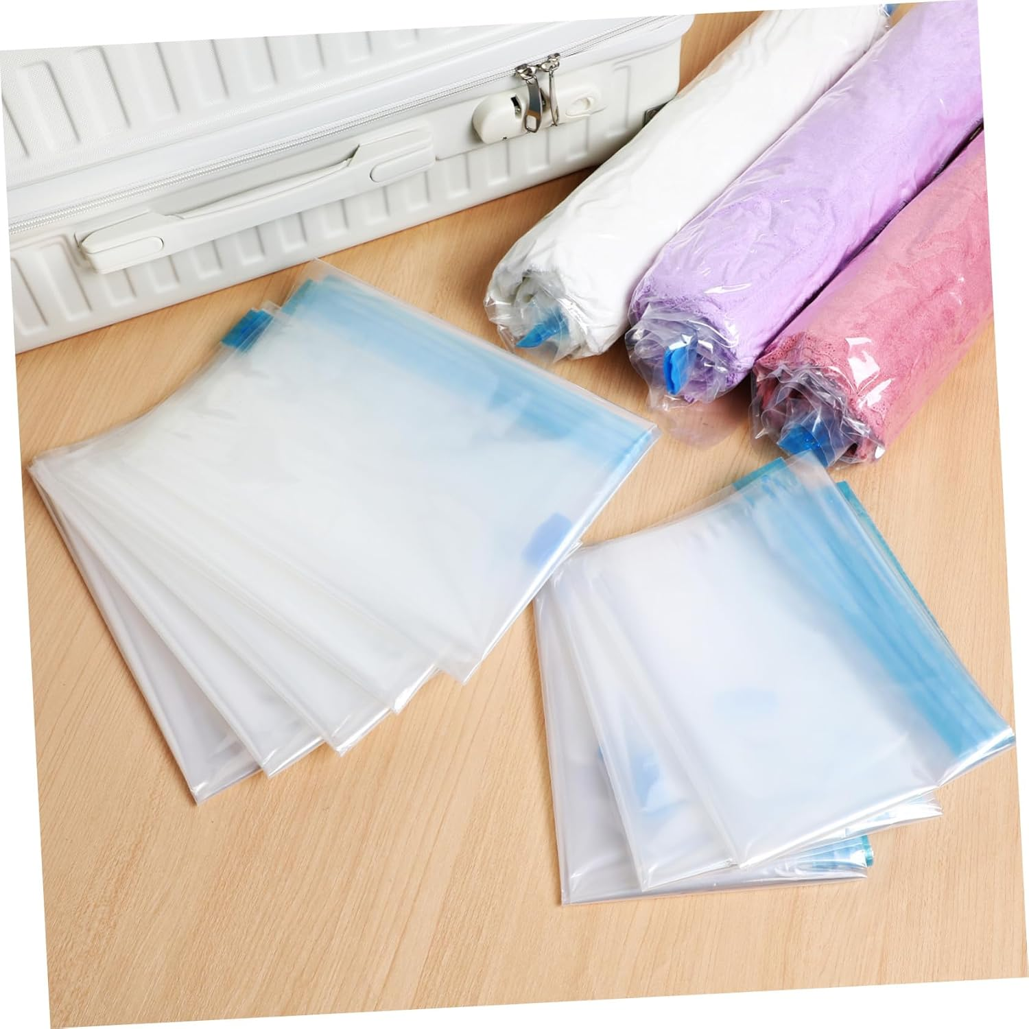 KOMBIUDA 12Pcs Travel Compression Bags Vacuum Storage Bags for Clothes Space Saver Packing Cubes Travel Essentials Double Sealed image number 2