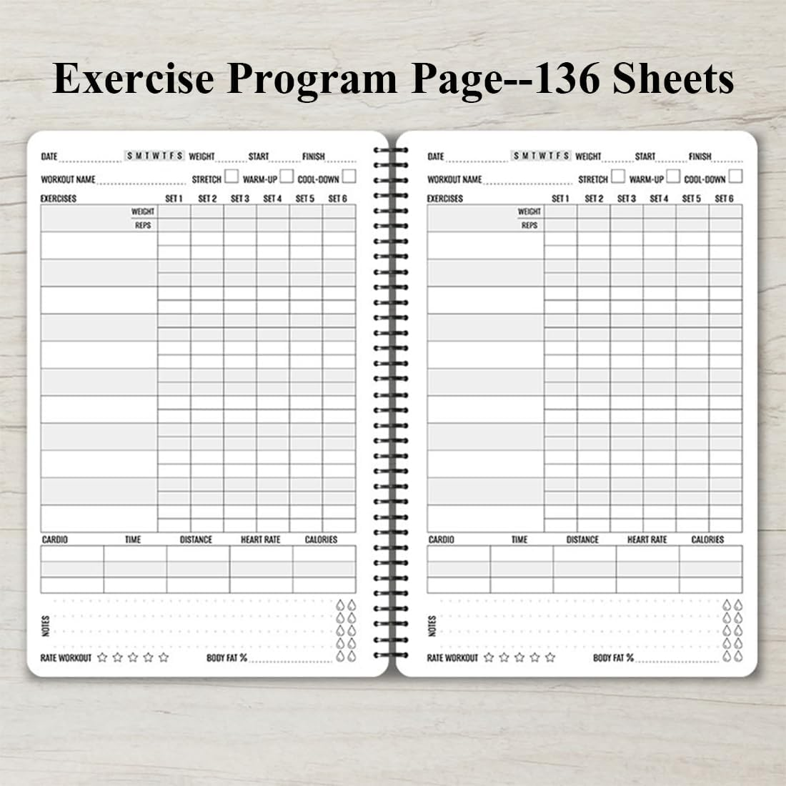 Fitness Planner for Women & Men - A5 Workout Log Book/Exercise Workout Log to Track Weight Loss, GYM, Bodybuilding Progress - Daily Health & Wellness Workout Journals, 5.8X8.3 in Workout Book (Black)