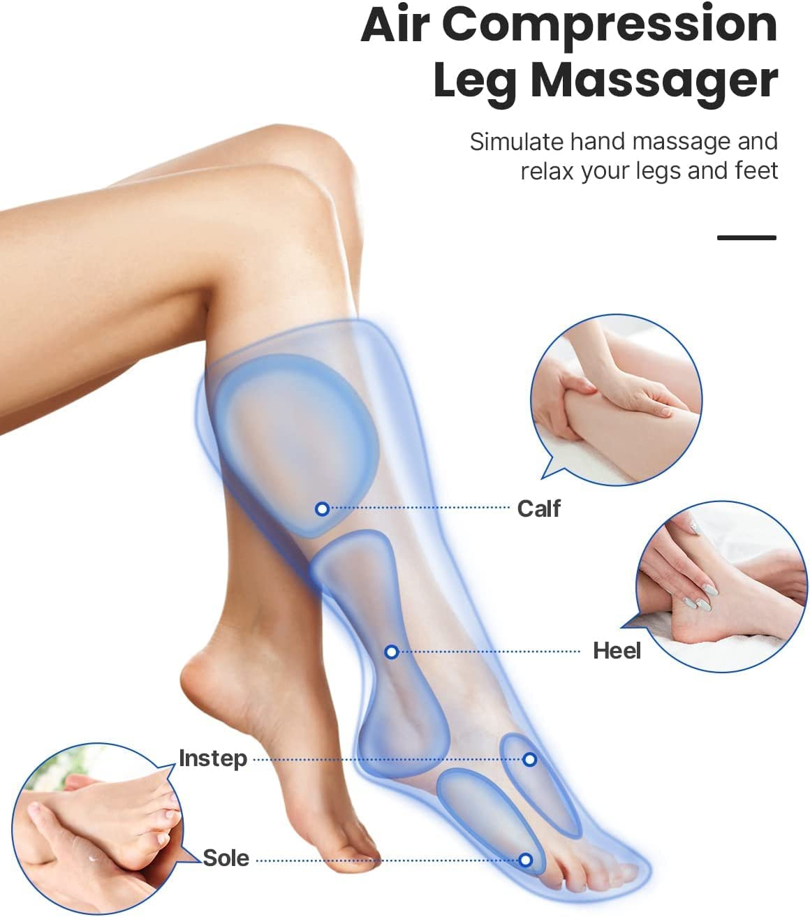 RENPHO Leg Compression Massager for Circulation and Relaxation, Rechargeable Air Compression Foot Calf Massage, Helps for Mother Father Relief Leg Muscle Fatigue image number 2