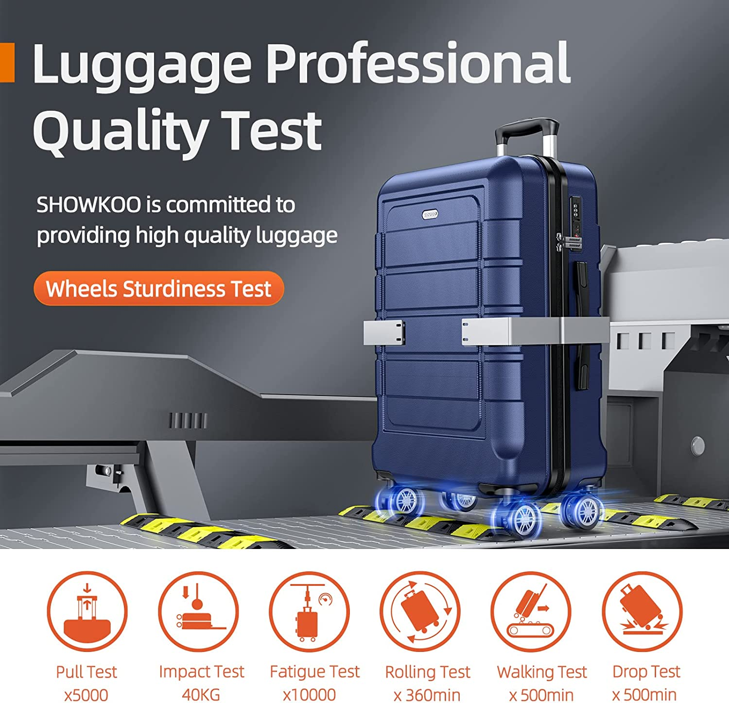 SHOWKOO Luggage Sets Expandable PC+ABS Durable Suitcase Double Wheels TSA Approved Lock Deep Blue 3Pcs image number 6