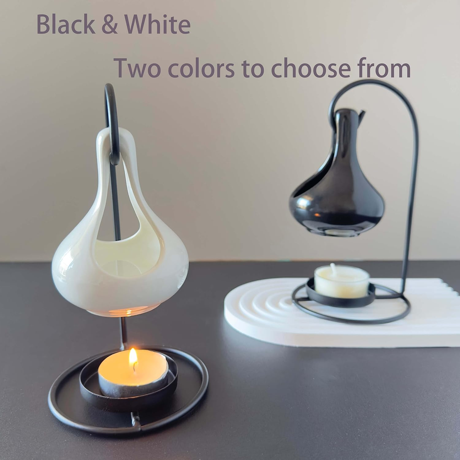 Black Tealight Wax Warmer, Essential Oil Warmer, Tea Light Candle Holder