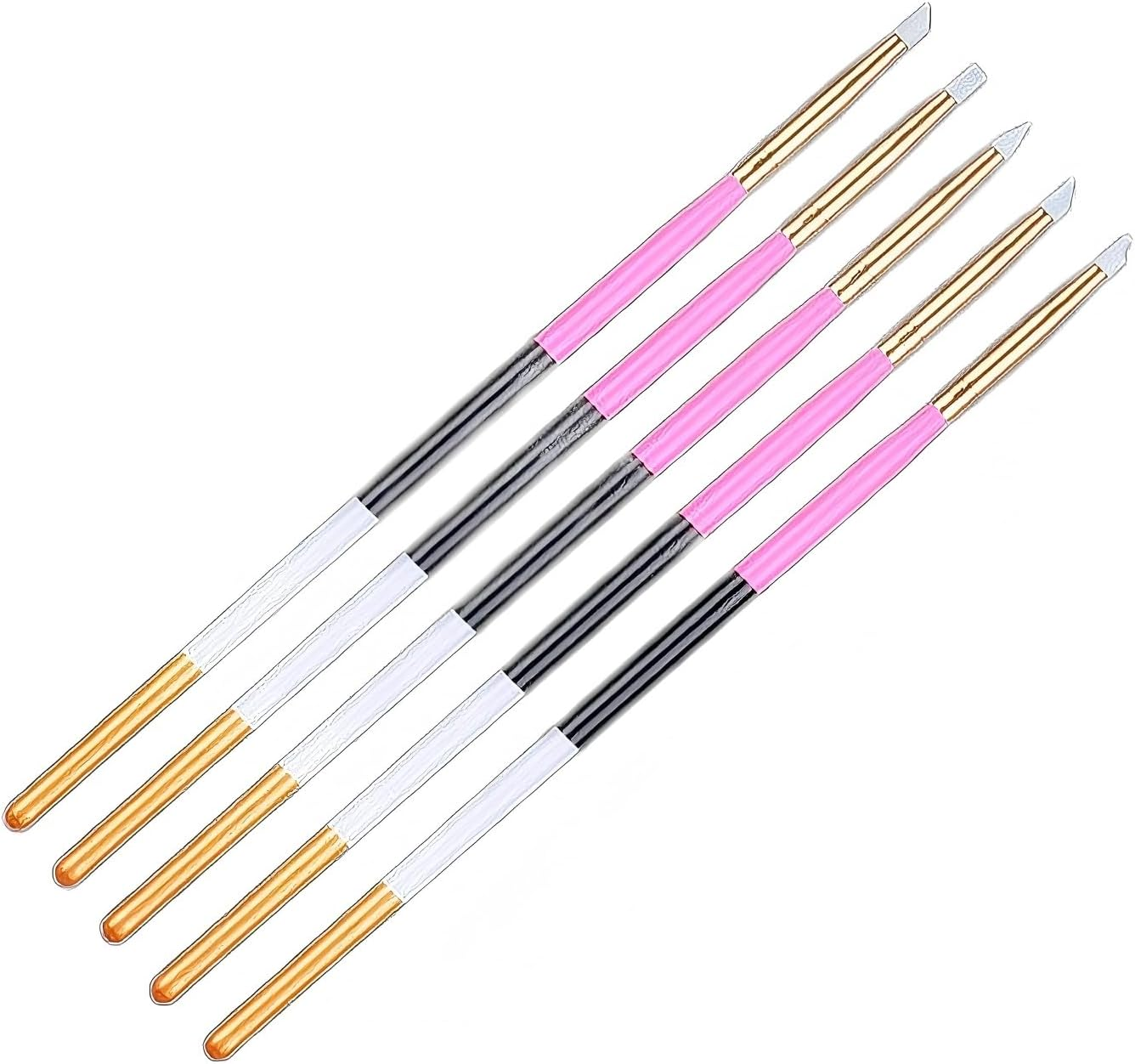 HIGHROCK Nail Art Sculpture Pen and Silicone Polish Brushes, Drawing Tools, 5 Piece Set