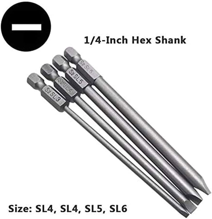 Bestgle 16 Pcs Long Magnetic Screwdriver Bits, 1/4 Inch Hex Shank Drill Screw Driver Bit Set 4 in 1 Multiple Powel Tools Kit, 100Mm Length (Hex+Torx+Cross+Slotted Tip Bits) image number 5