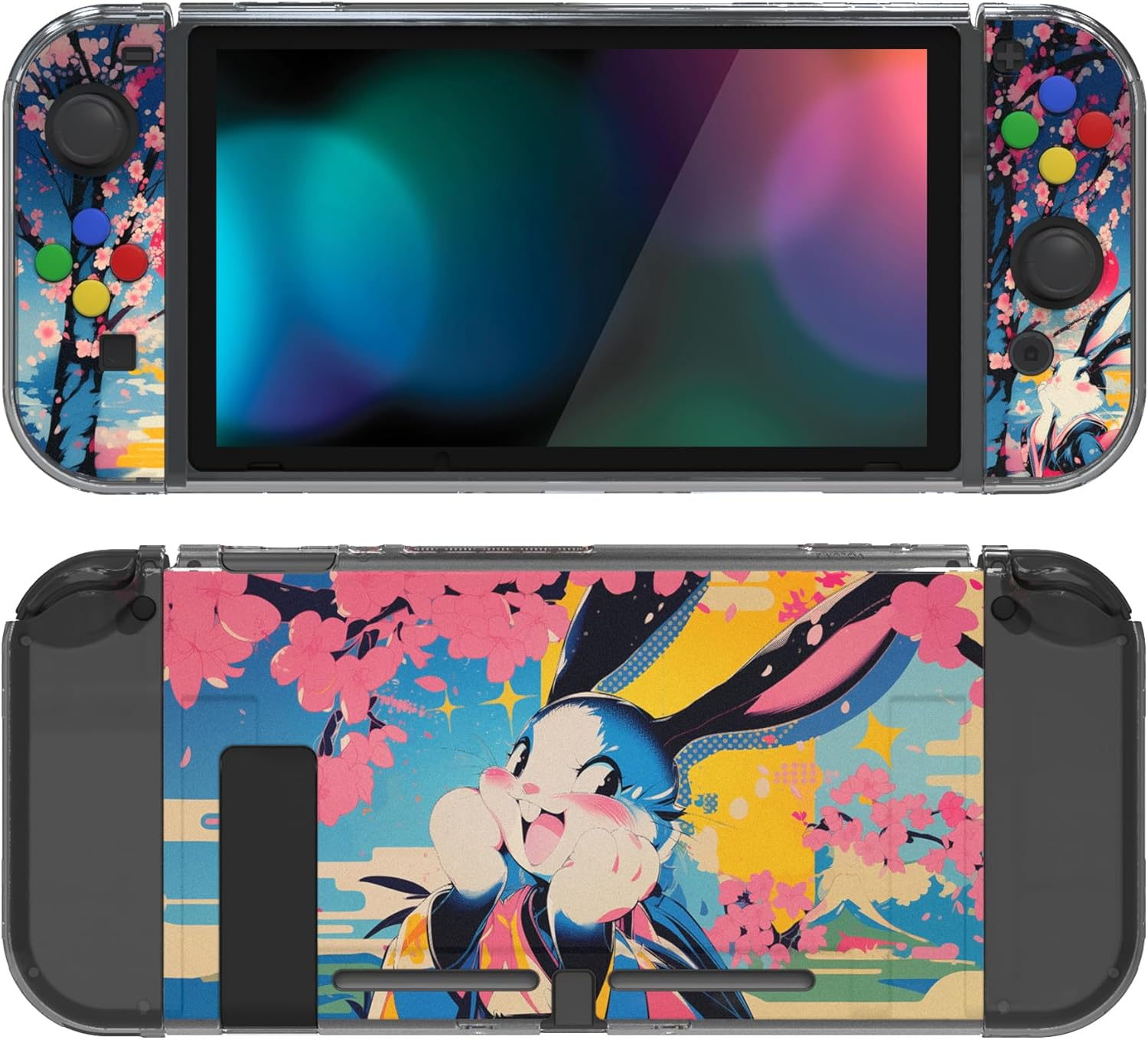 Playvital Christmas Wrap Protective Case for Nintendo Switch, Soft TPU Slim Case Cover for Nintendo Switch Console with Colorful ABXY Direction Button Caps