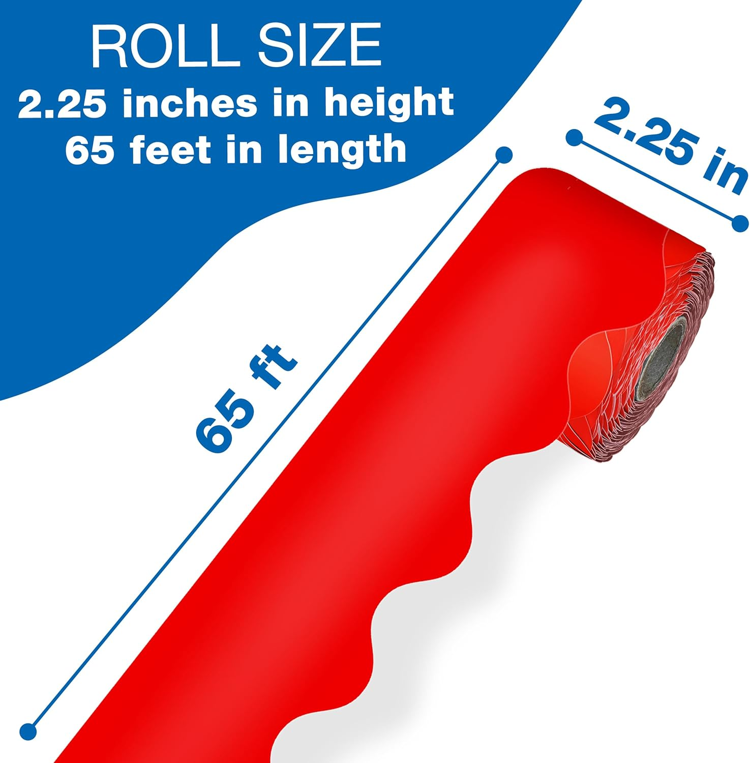 Carson Dellosa 65Ft of Red Bulletin Board Borders, 1 Roll of Scalloped Trim for Rolling Whiteboard, Cork and Posterboard, Valentines Day, Christmas Decorations, Party, and Classroom Decor image number 4