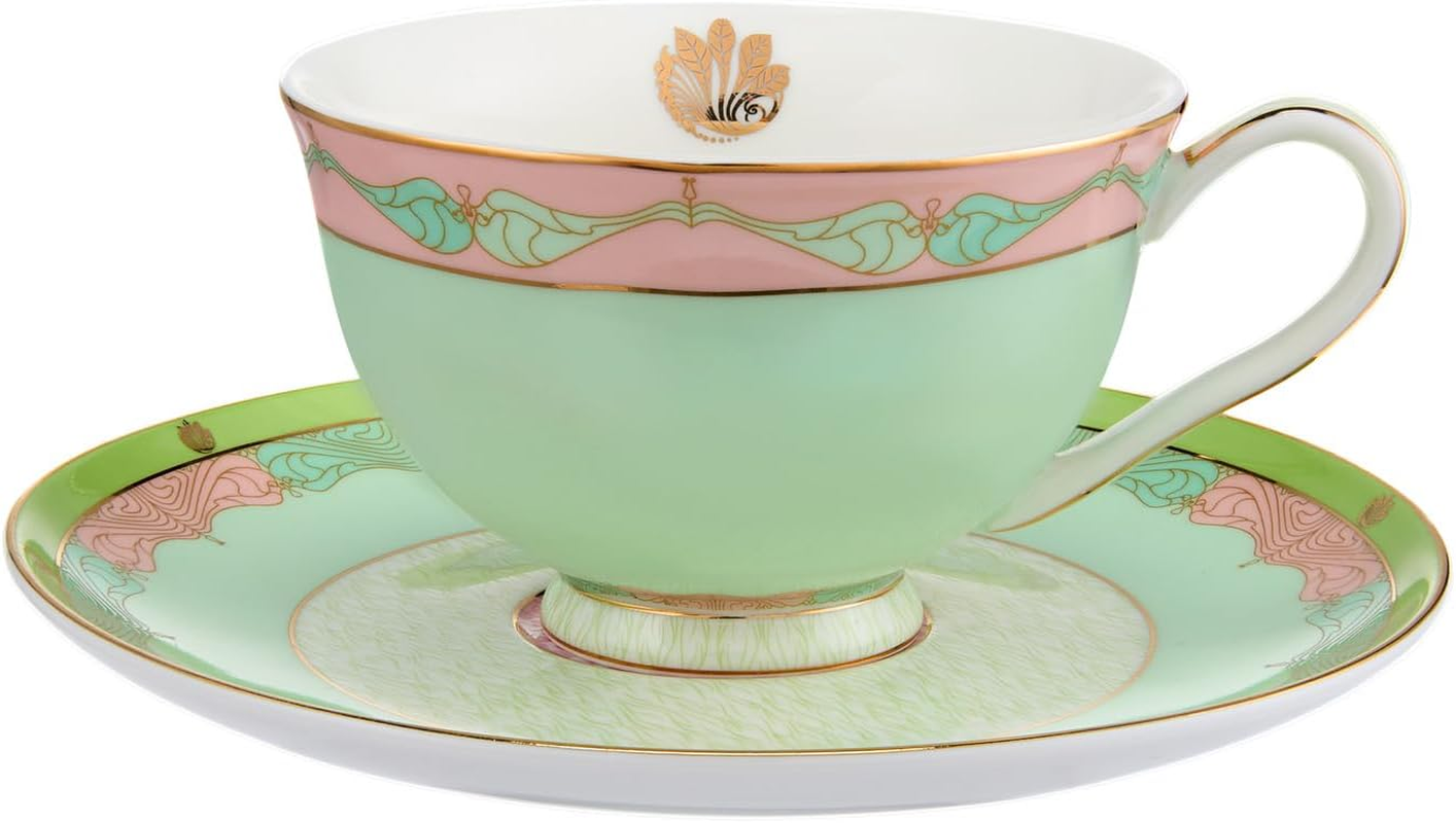 Maxwell & Williams Wicked Pink Goes Good with Green Footed Cup and Saucer in Glinda Gift Box, 200 Ml Capacity, Pink