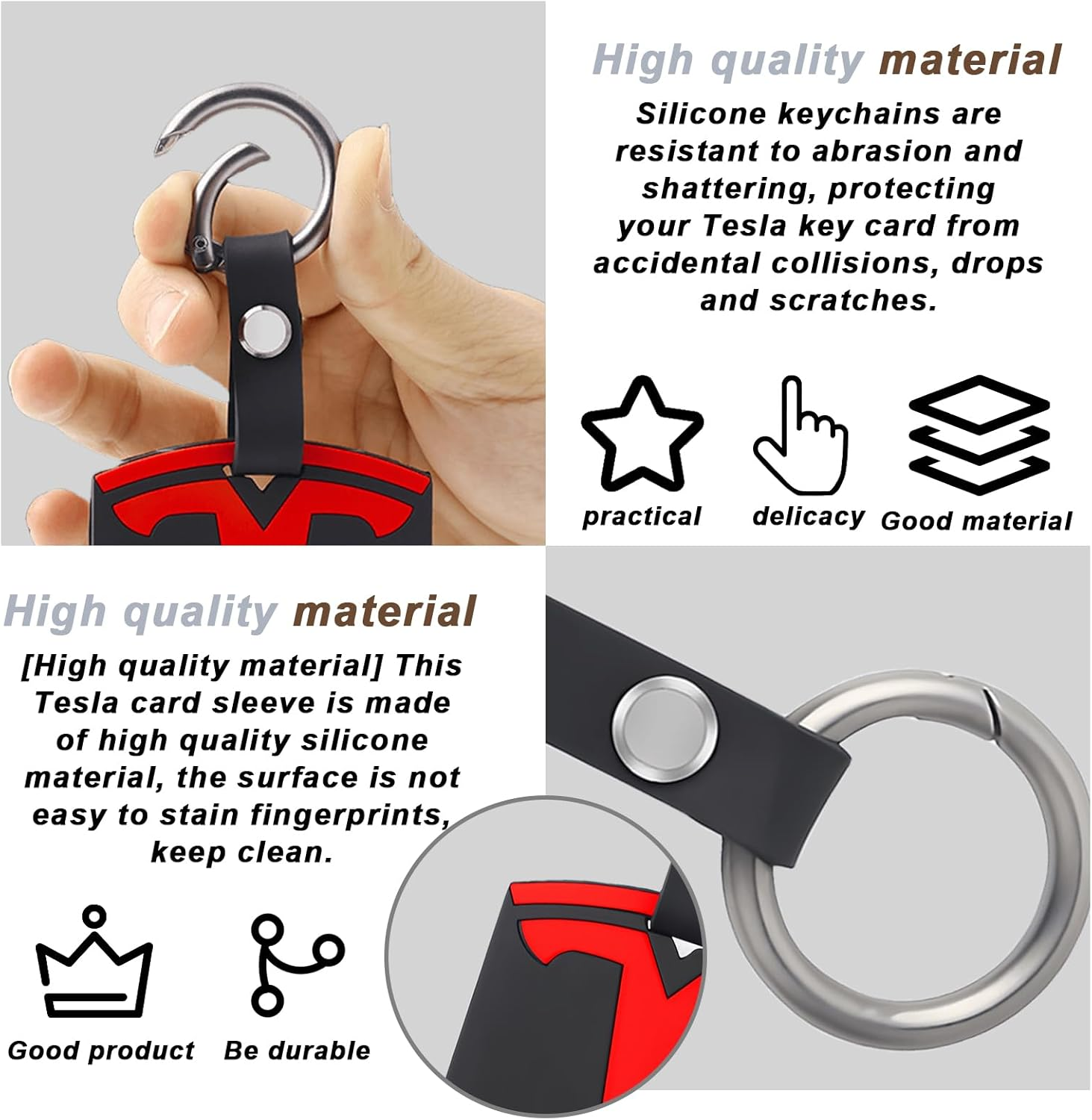 SPORWAY Key Chain for Tesla: Card Case for Tesla Model 3 Model Y, Anti-Fall Wear-Resistant Silicone Key Fob Protector, Black Tesla Card Case for Model 3 Model Y Button Accessories, Black, One Size