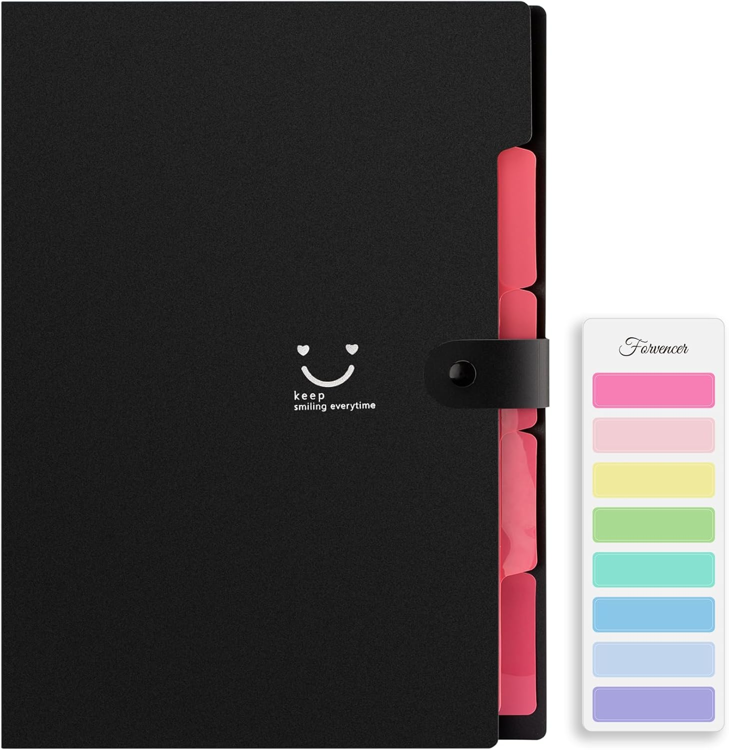 Forvencer Accordion File Organizer, Letter Size, 5 Pocket Expanding File Folder, Cute File Folder with Labels, Portable File Organizer for School Office Supplies, Folders for Documents, Jade