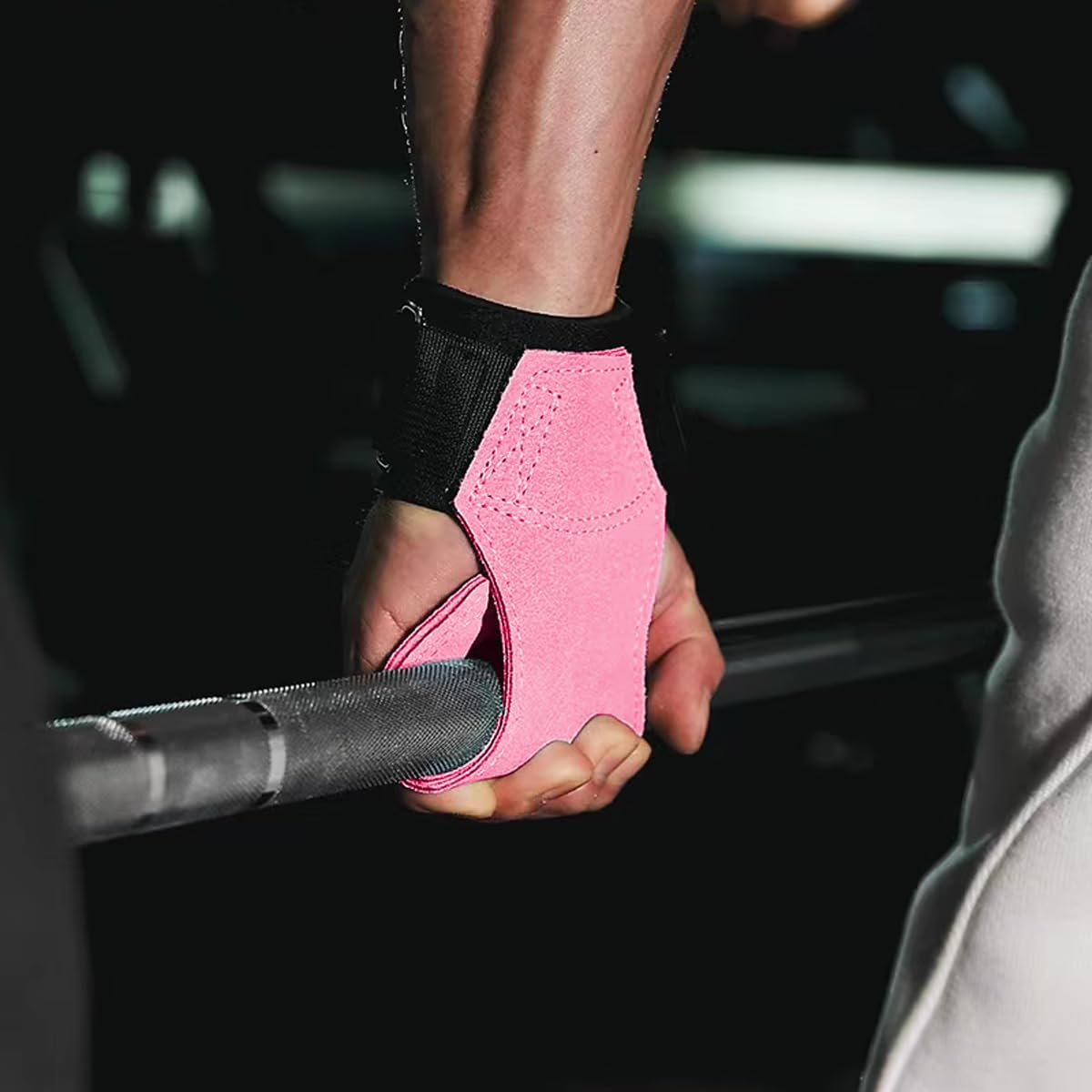 TAVIEW Weight Lifting Wrist Hooks Straps for Maximum Grip Support for Women (Macaron Pink) (TW0032) image number 3