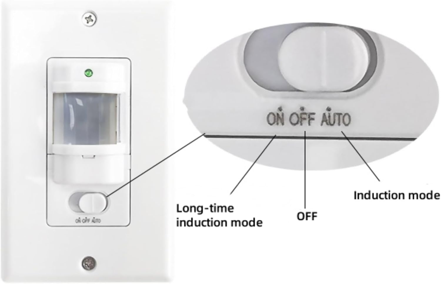 Wall PIR Motion Sensor Light Switch, Auto On/Off Occupancy Motion Sensor Light Switch image number 3