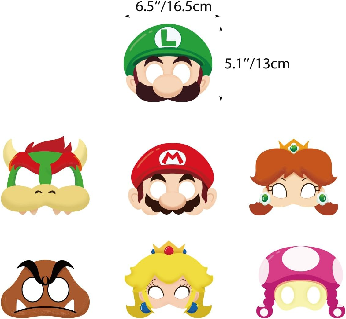 Deluisho Mario Party Masks, Mario Brother Masks, Super Mario Party Supplies Cute Mario Mask for Boys and Girls Party Masquerade for Children image number 3
