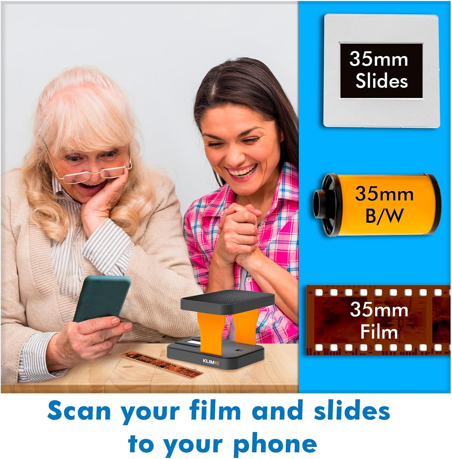 KLIM K2 Mobile Film Scanner 35Mm + Positive & Negative Scanner + Slide Scanner + Photo Scanner + 35Mm Color Film Developing Kit Essential + Your Own 35Mm Film Developing Service at Home