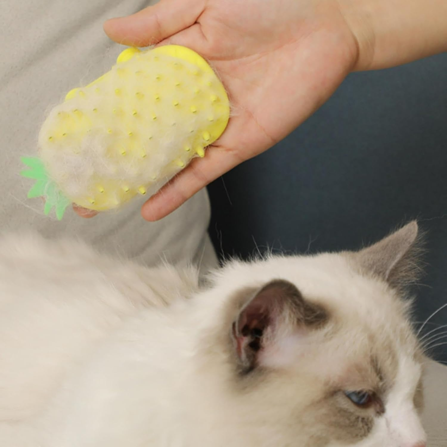 Cat Groomer for Indoor Cats | Pineapple Design Grooming Massage Combs | Cheek -Scratcher, Adjustable Silicone Groomer, Massage Combs, Corner Groomers for Kitten Puppy image number 5
