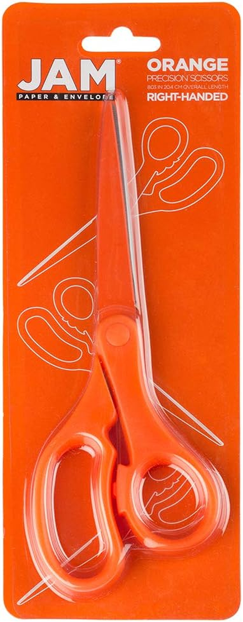 JAM PAPER Multi-Purpose Precision Scissors - 8 Inch - Orange - Ergonomic Handle & Stainless Steel Blades - Sold Individually - Blue image number 3