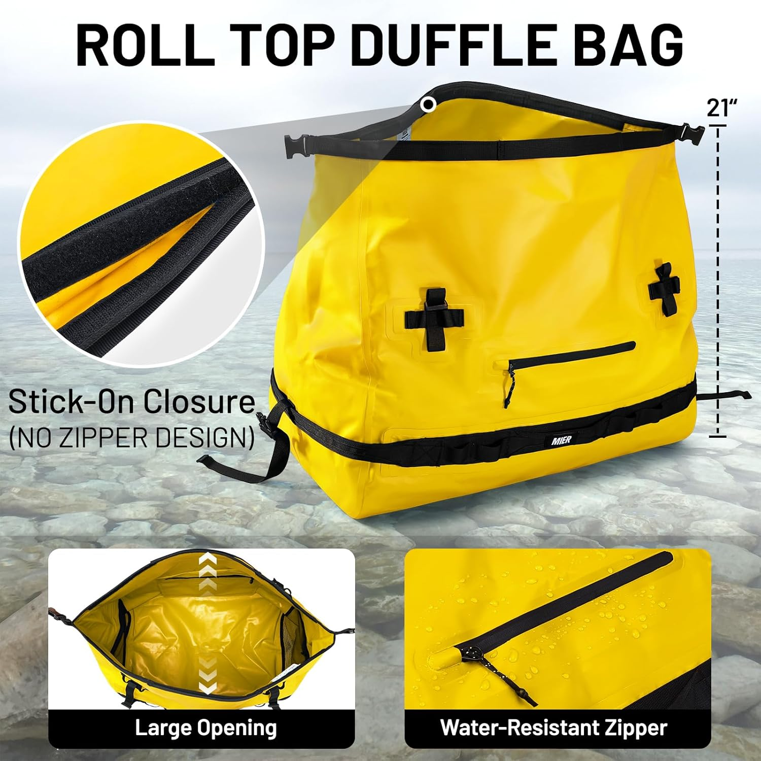 MIER Large Waterproof Duffel Bag Rolltop Dry Backpack Duffle Bags for Kayaking, Rafting, Boating, Swimming, Camping, Travel, Gym, Beach, 80L image number 6