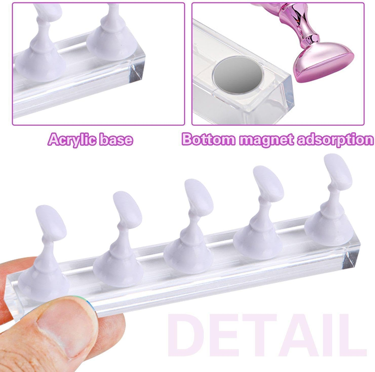 3 Piece False Nail Display Stand Manicure Practice Base Acrylic Nail Stand Manicure Accessories image number 1