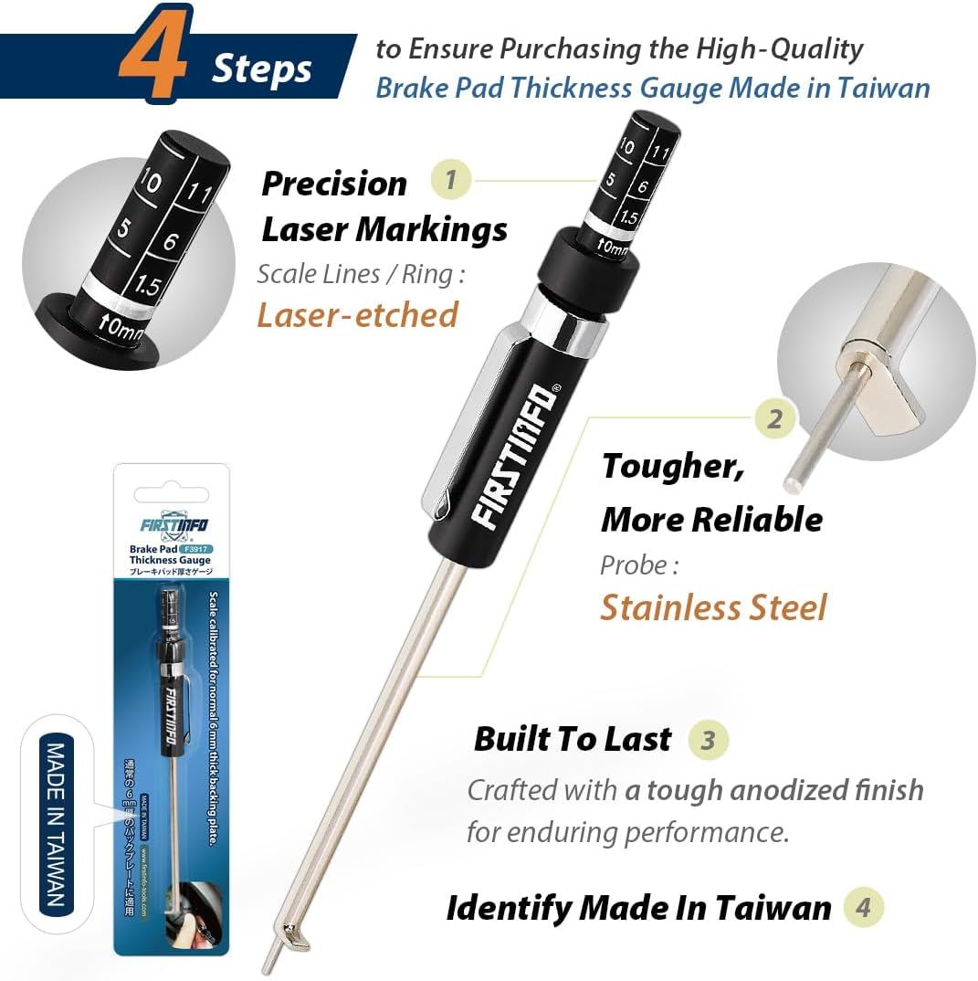 FIRSTINFO F3917 Brake Pad Thickness Gauge | Brake Pad Measurement Tool image number 2