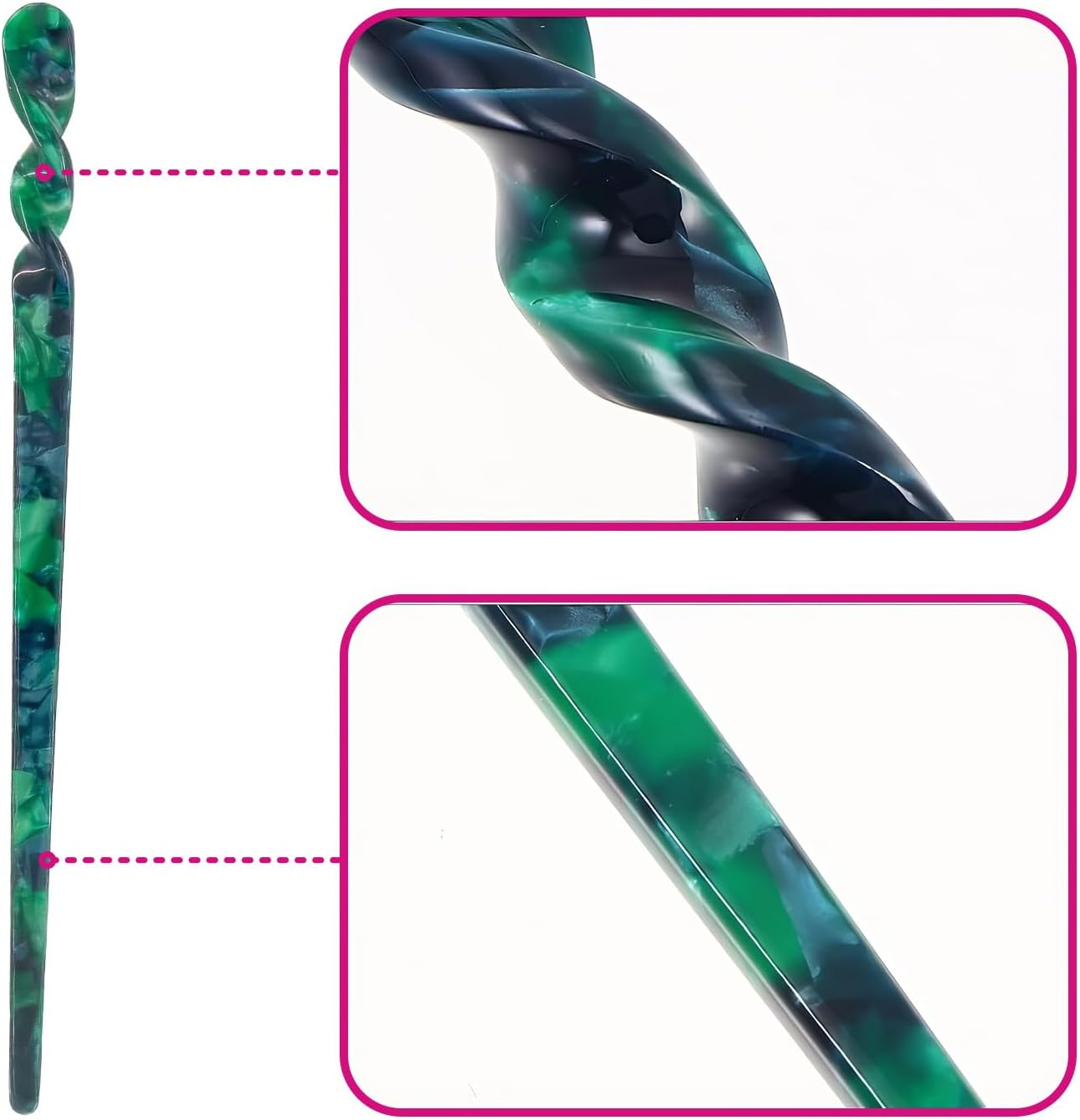 RTRTGS Pack of 4 Acetate Hair Sticks Hair Pins Chopsticks Retro Vintage Style Chinese Hair Pins for Women Girls image number 6