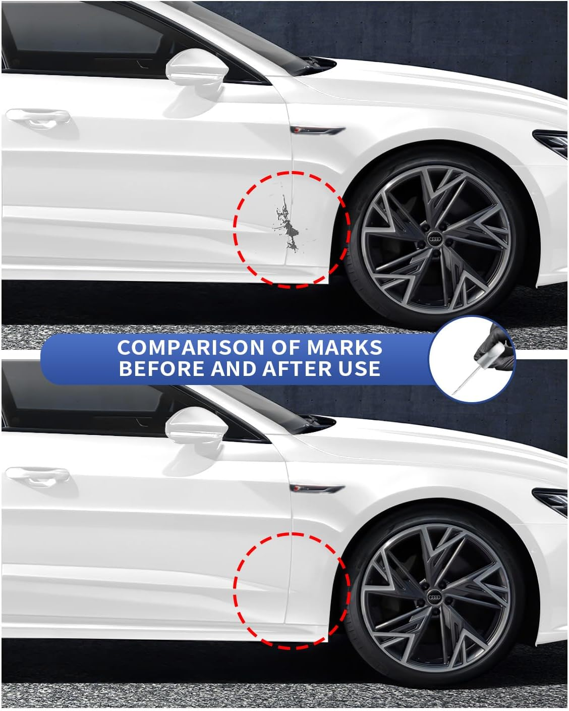 Glacier White Metallic(Ls9R/2Y) Touch up Paint Repair Kit Compatible with Audi - DIY Kit Exactly Matches Chips and Nicks image number 4