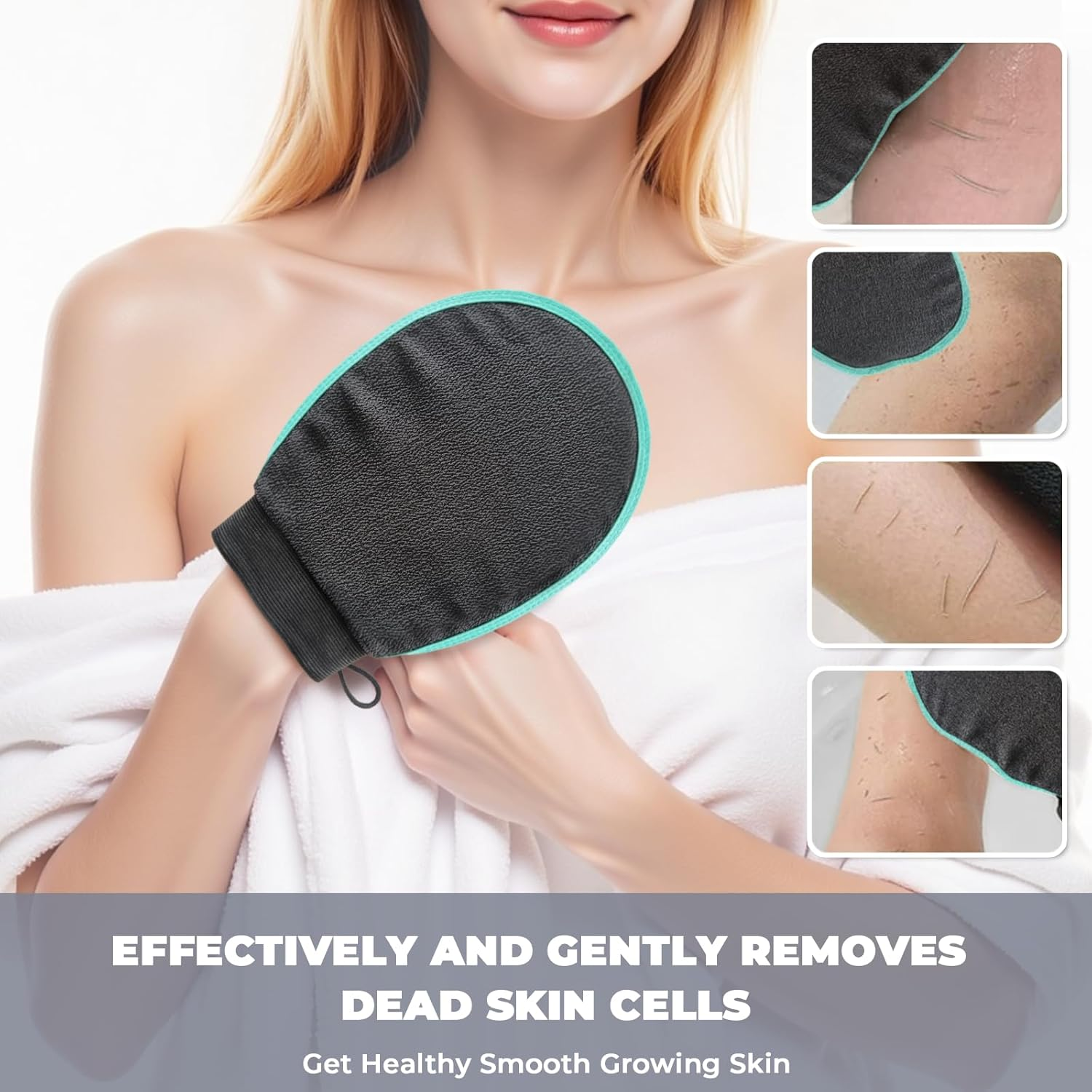 Exfoliating Gloves (2-Pack), Removes Dead Skin, Deeply Cleanses Pores, Promotes Blood Circulation, Improves Skin Tone, and Smooths Skin. Suitable for Showering and Bathing, Unisex.