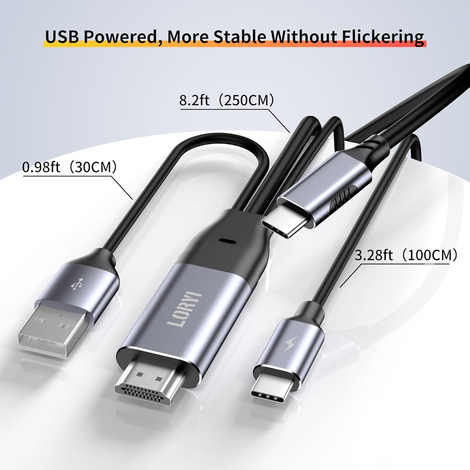 HDMI to Type-C Cable, 4K@60Hz, HDMI to USB C 8.2Ft, USB-C Powered, HDMI to USB Type-C, for Xreal Nreal Air, Mobile Monitors, XREAL Beam, Touch Functionality,Switch, Steam Deck,Ps5,Studio Display image number 3