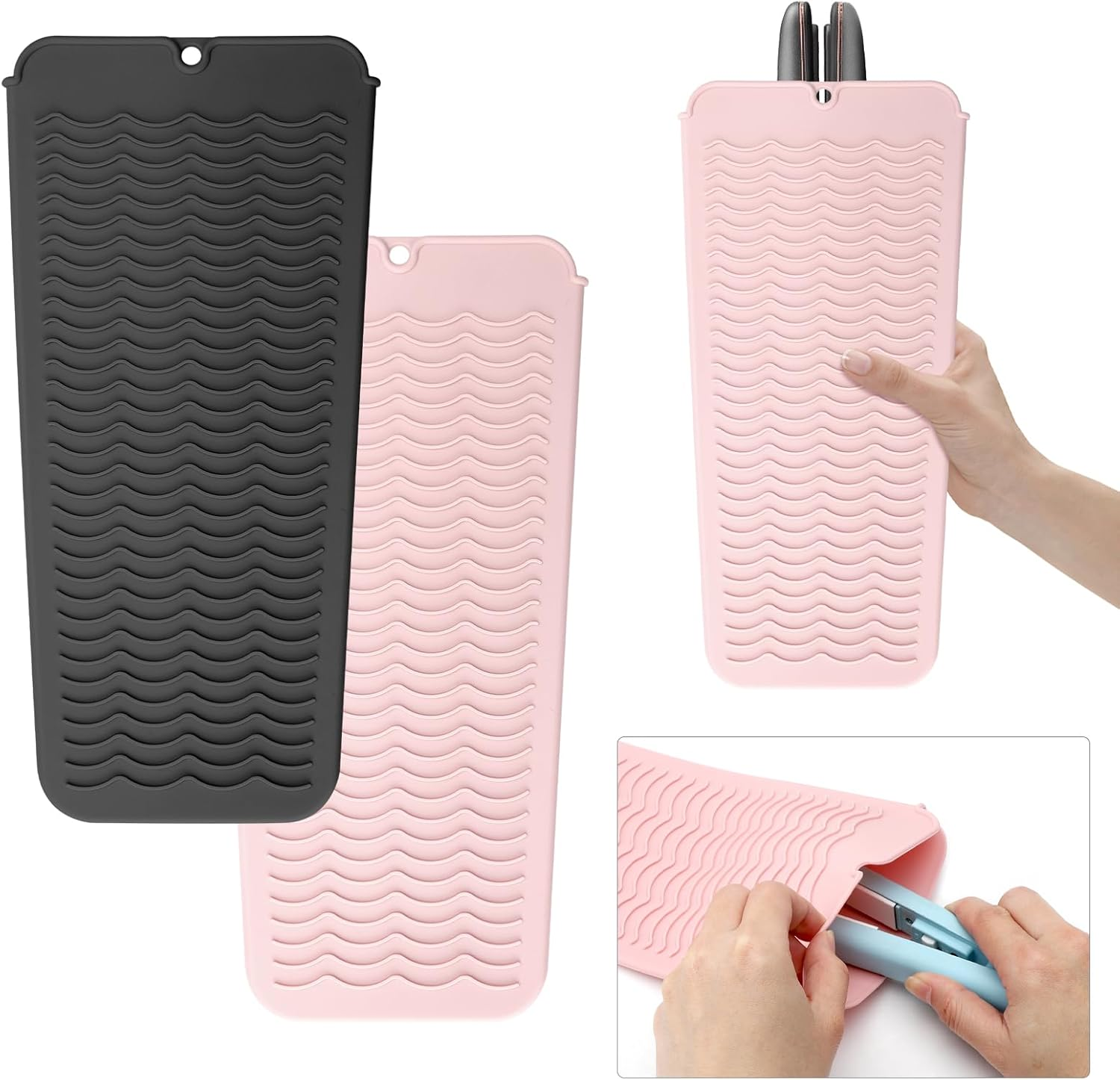 4 Pieces Heat-Resistant Silicone Mat with Hanging Hole Style for Curling Irons, Hair Straighteners, Heat-Resistant Underlay, Straighteners and Hair Styling Tools, Heat Mat, Straighteners, Heat image number 4