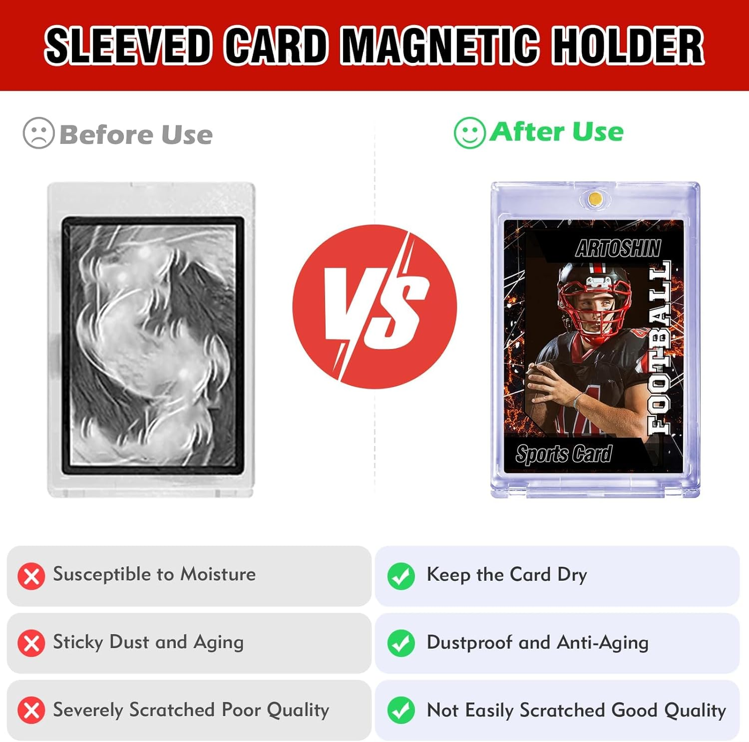 Magnetic Card Holders for Trading Cards, One Touch Card Holder, Trading Cards Protectors Hard Plastic for Baseball Sports Cards (10) image number 3