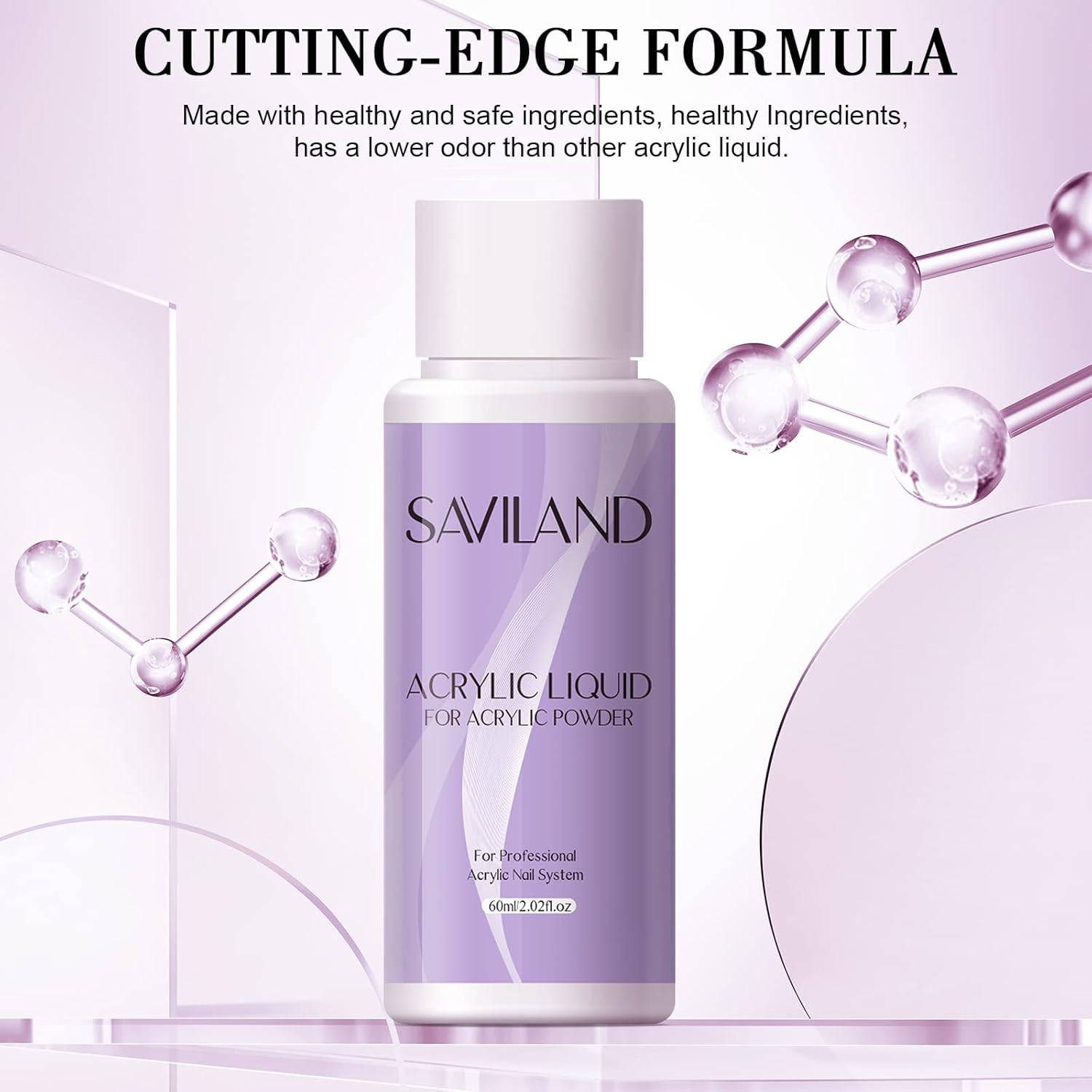 Saviland 2 Oz Acrylic Liquid for Acrylic Powder System Professional Acrylic Nail Supply Low Smell Non-Yellowing Acrylic Nail Liquid for DIY Nail Art image number 5