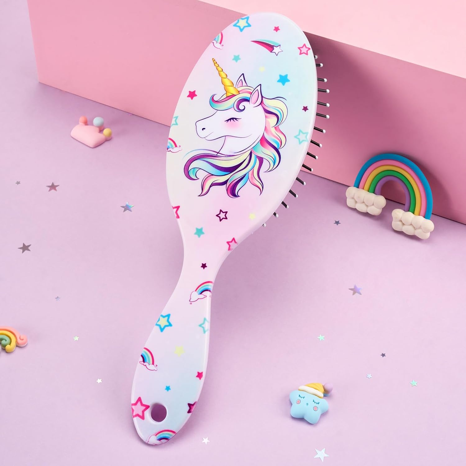 Unicorn Hair Brush for Toddlers - Suitable for Dry & Wet, Curly, Thick & All Hair Types, Perfect for Girls and Kids - Light Purple Unicorn image number 4