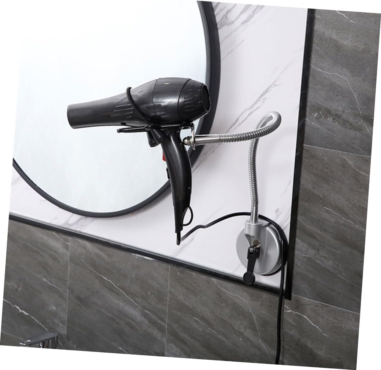 Vaguelly Hair Dryer Bracket Stand Stainless Steel Rotation Easy Mount Pet Hair Comb image number 3