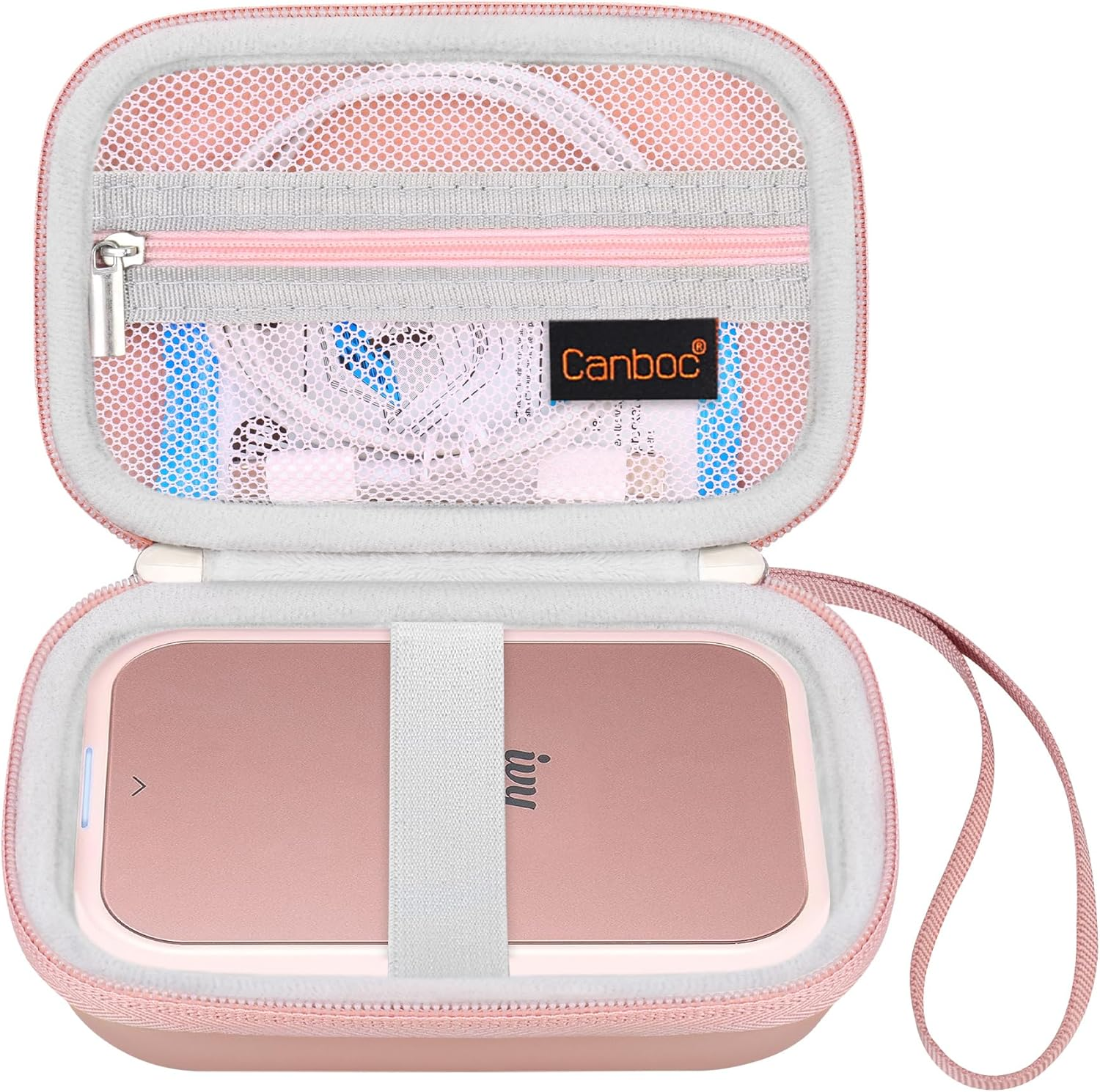 Canboc Hard Case for Canon Ivy 2/ Canon Zoemini 2 Mini Photo Printer Mobile Wireless Bluetooth Instant Camera Printer, Zipper Mesh Bag Fit Photo Paper Cable, Rose Gold