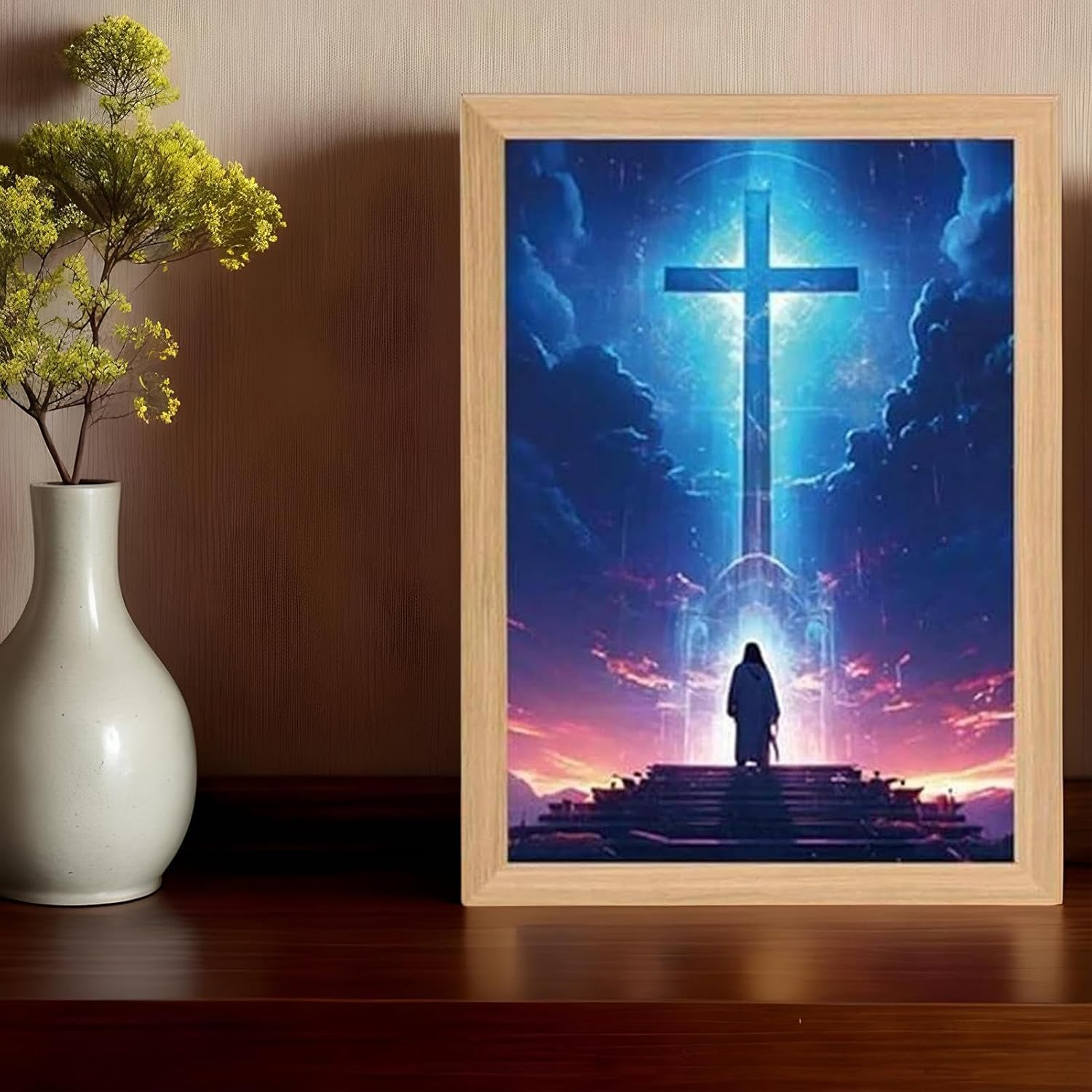 Jesus Night Light, 4D Jesus Light up Picture, Led Religious Painting Decoration for Home Decor Living Room Bedroom Church Easter Christmas Birthday image number 6