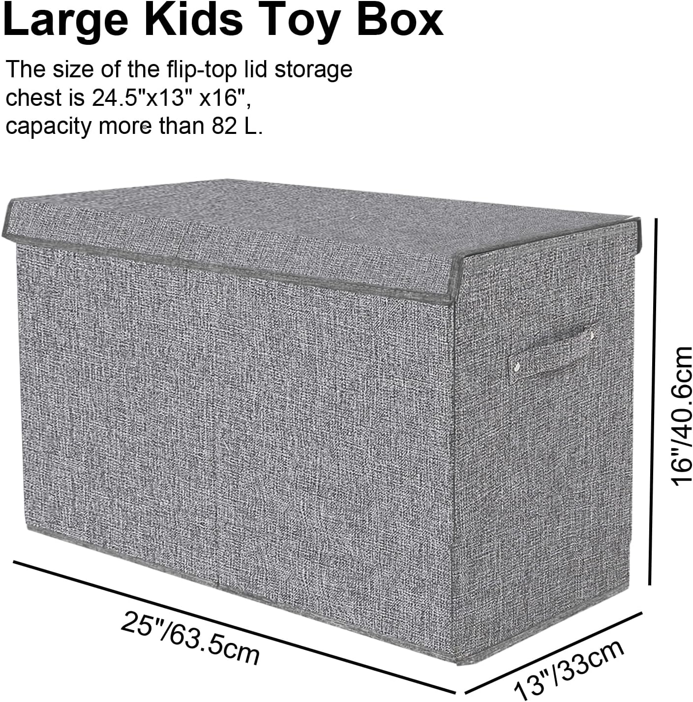 VERONLY Large Toy Box Chest Storage with Lid - Collapsible Kids Toys Boxes Organizer Bins Baskets with Handles for Boys, Girls,Nursery,Playroom,Clothes,Blanket,Bedroom (Gray) image number 1