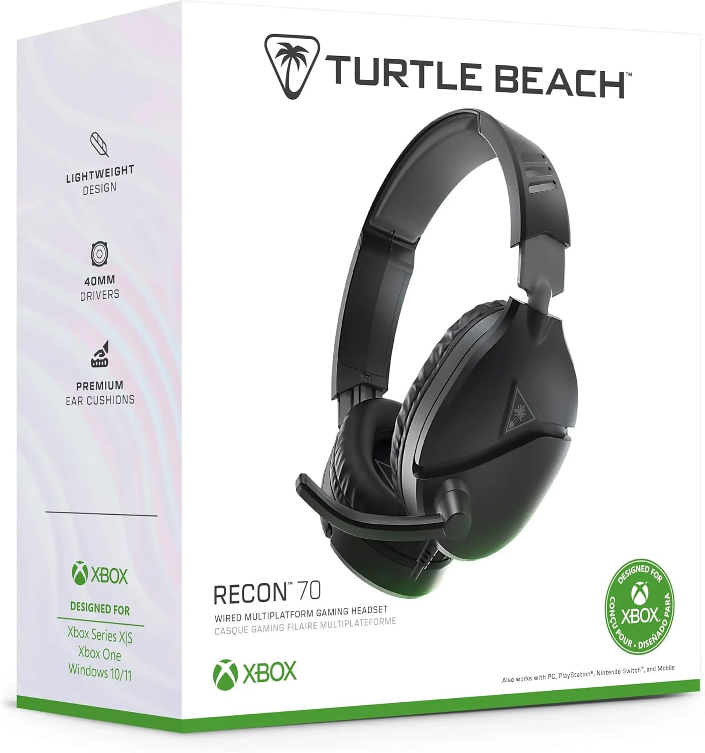 Turtle Beach Recon 70 Black Xbox Multiplatform Gaming Headset for Xbox Series X|S, Xbox One, PS5, PS4, Nintendo Switch, PC and Mobile image number 2