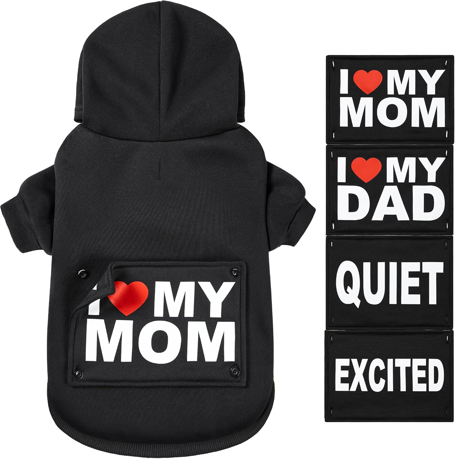 Greenjoy Magic Dog Sweater with 4 Interchangeable Patterns - Dog Hoodie Cold Weather Dog Coat Hooded Sweatshirt for Puppies,Cats, Small Medium Large Dogs (Blue (Letter Print A), Small)