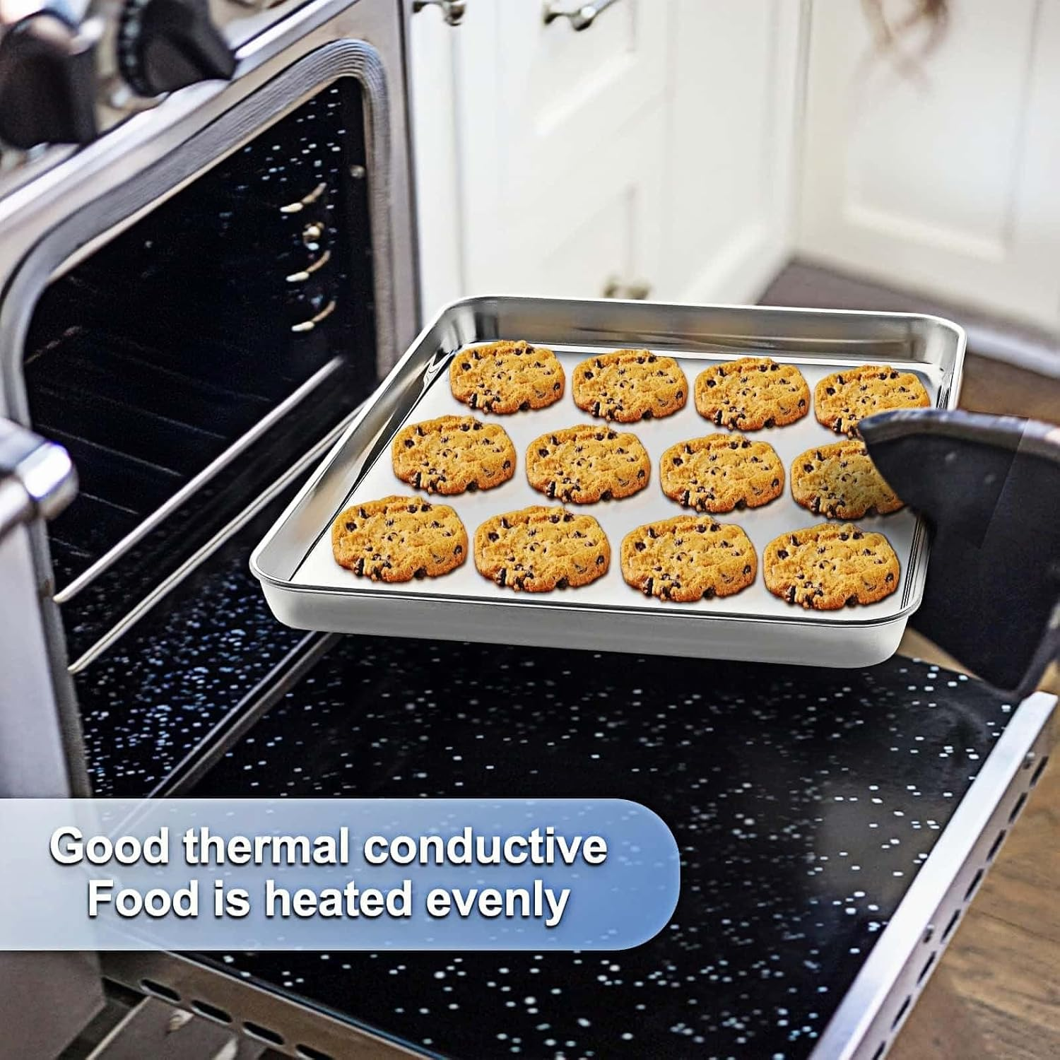 304 Stainless Steel Baking Sheet Tray with Wire Rack, Oven-Safe Roasting Pan & Cooling Rack for Cooking, Grilling & BBQ image number 5