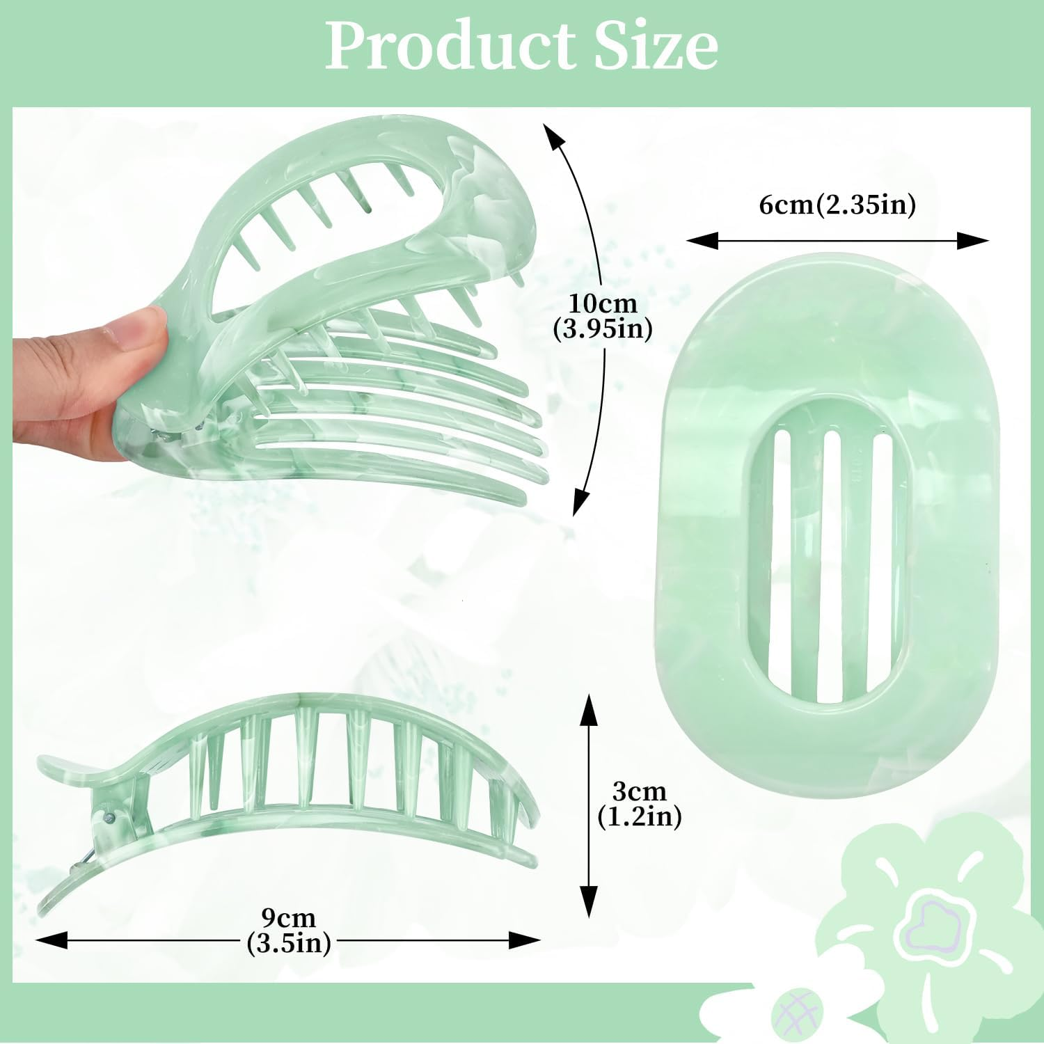 Large Hair Clips for Women, French Matte Flat Claw Clips, Strong Hold for Thick and Thin Hair, 3 Pack in 3 Colors (Combination 1) image number 4