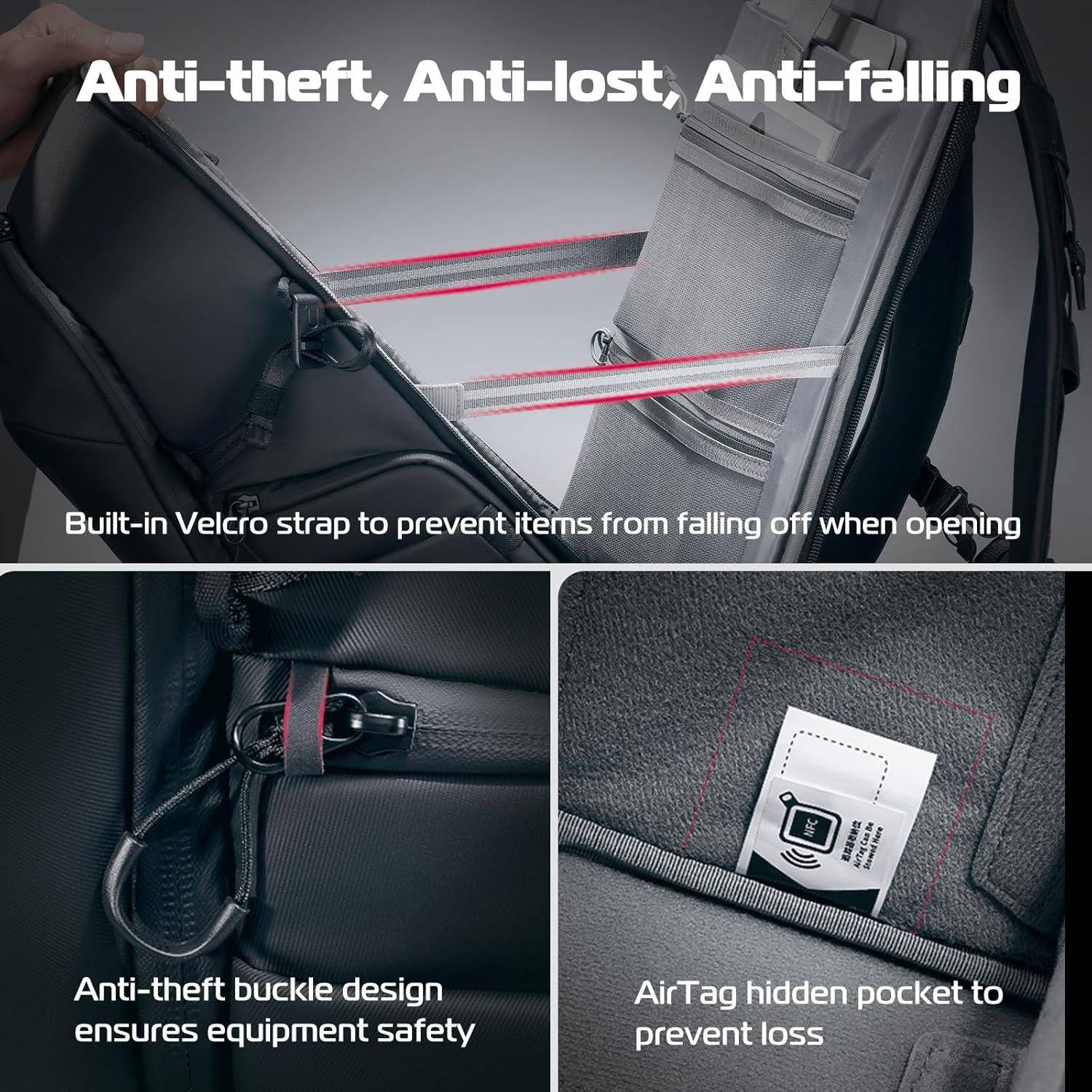 ULANZI Hardshell Camera Backpack Bag, Professional Splash-Proof Photography Camera Case anti Theft Travel for Photographers Unisex Drone DSLR Mirrorless Camera Lens Tripod Holder image number 2