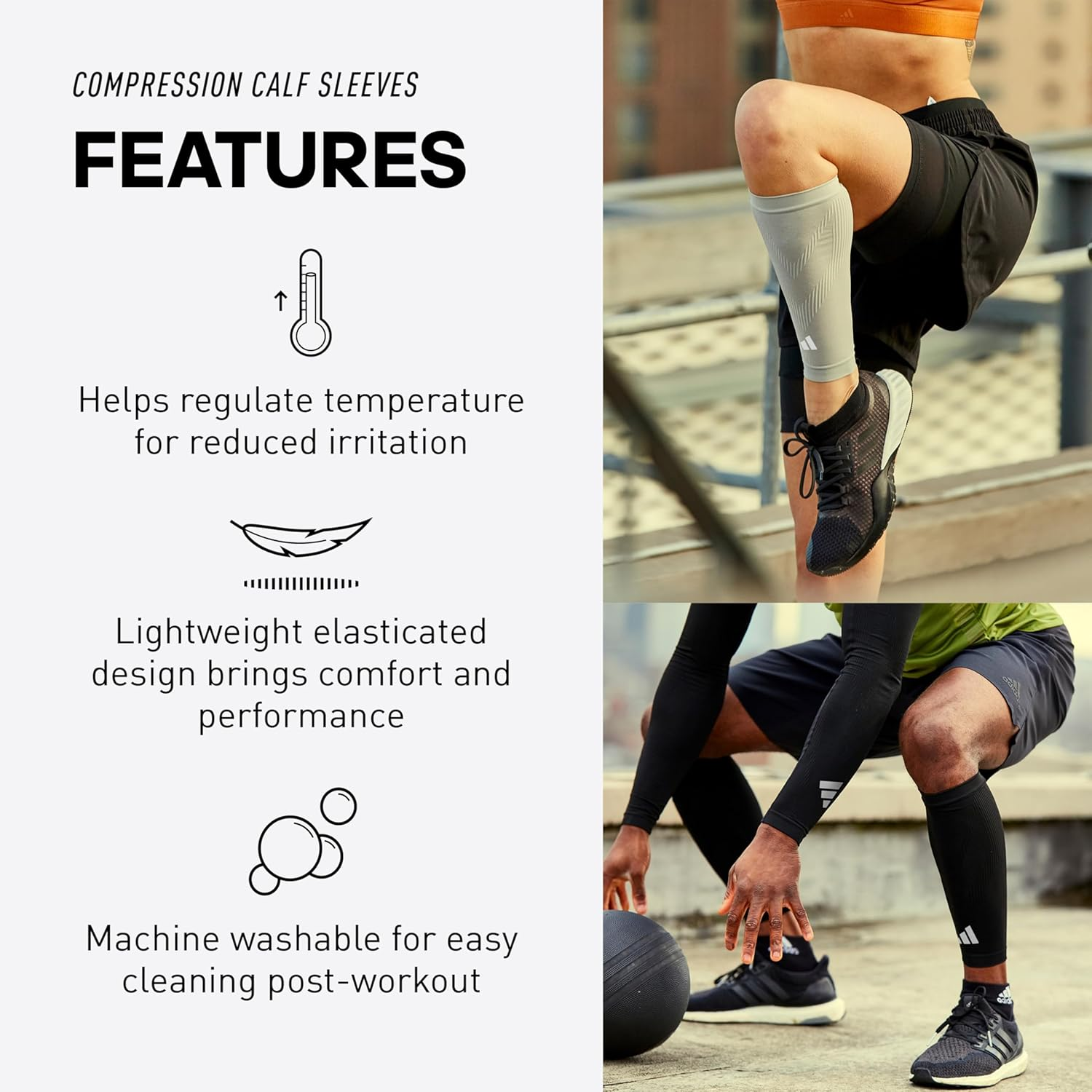 Adidas Unisex Compression Calf Sleeves Compression Calf Sleeves image number 4