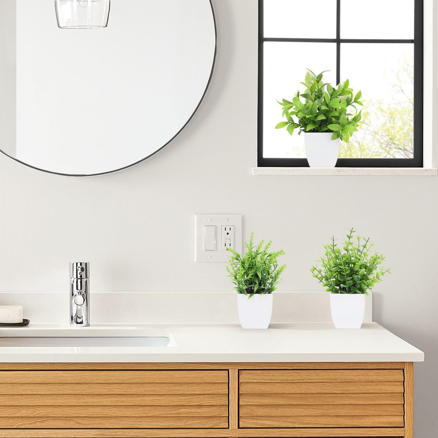 Artigreen 5 Artificial Plants Mini Pots, Fake Green Potted Artificial Fake Flower Simulation, Small Plants for Home, Office, Desk, Bathroom, Computer Desk image number 6