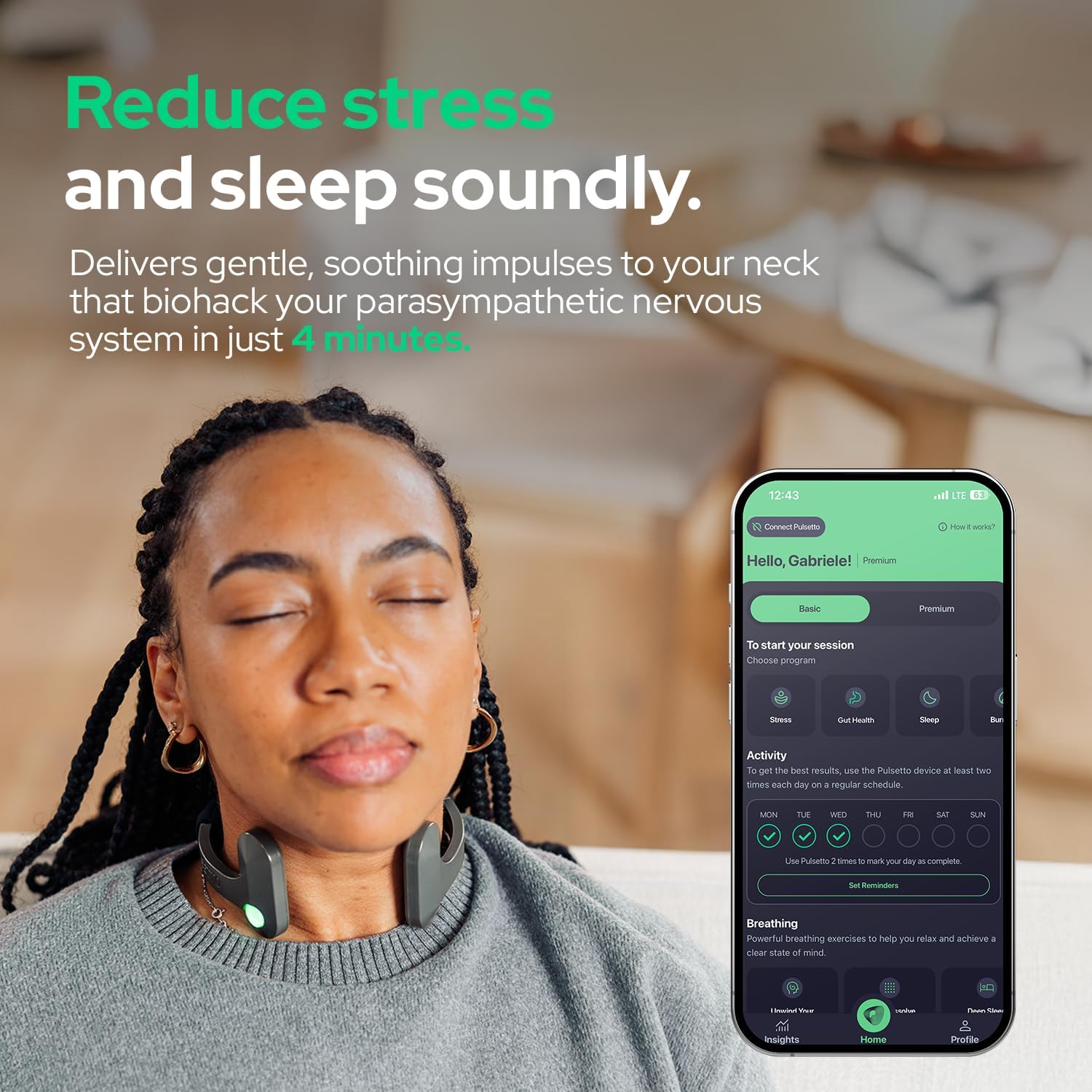 Pulsetto Vagus Nerve Stimulator for Burnout, Recovery, and Rejuvenation | Personalized Relaxation Device | Patented Neuro Wearable Sleep Aid for Long-Term Wellness and Stress Relief image number 6