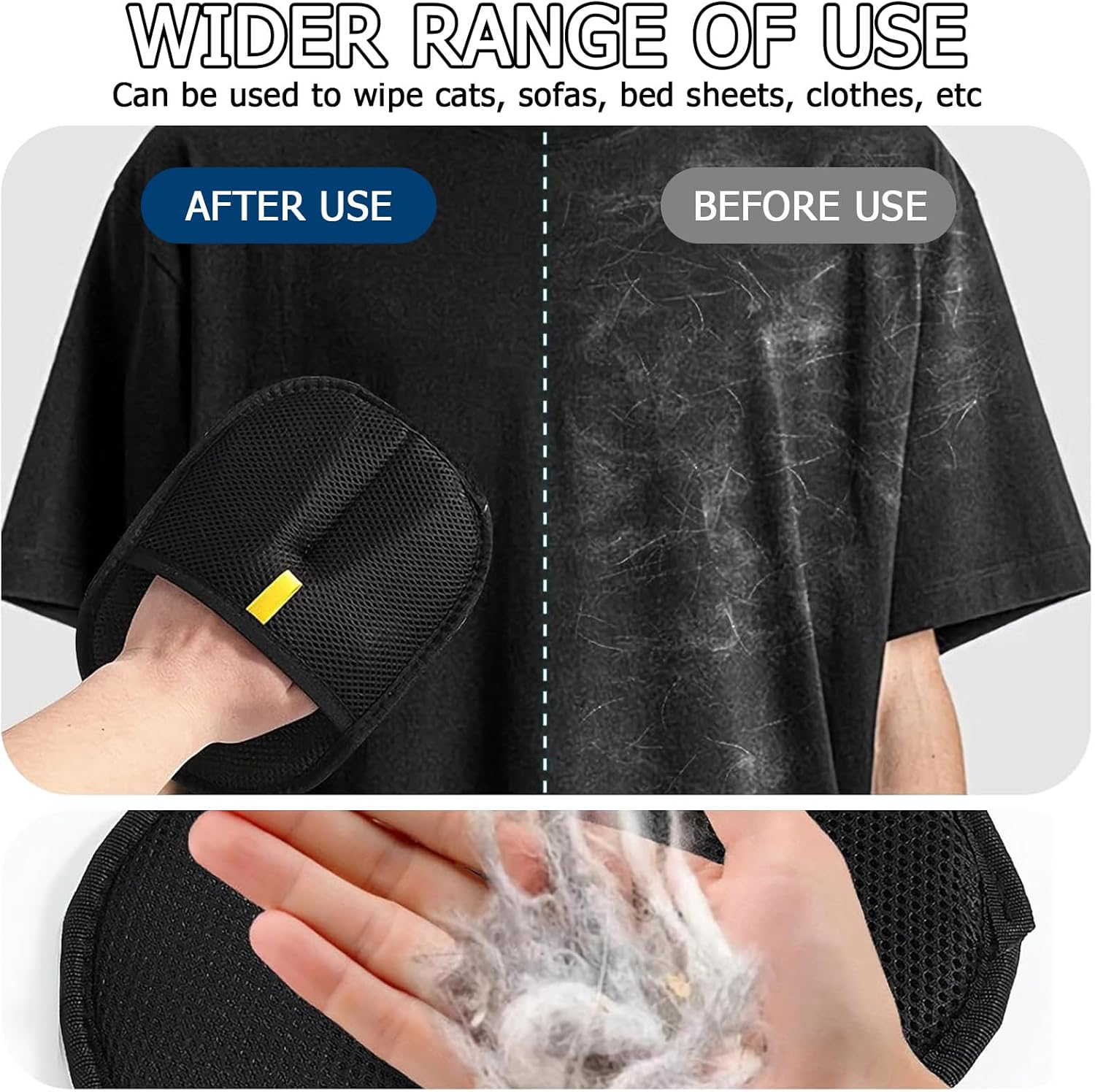 Double Sided Pet Grooming Gloves, Pet Electrostatic Hair Removal for Cats & Dogs, Versatile Grooming Gloves for Washing & Deshedding image number 5