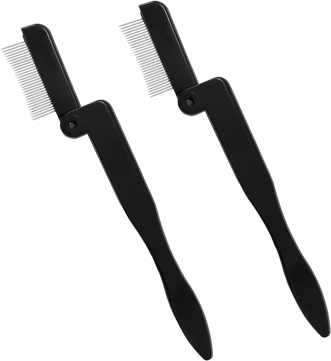 HAIKING Folding Eye Lash Brow Comb, 2 PCS Black Stainless Steel Lash Separator Tool for Makeup Beauty Tools image number 3
