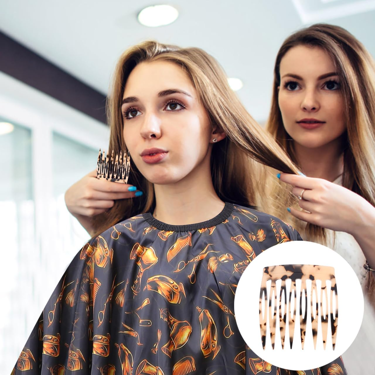 FRCOLOR Hair Side Comb for Women Lightweight Acetate Sheet Small Hair Comb Slides Stylish Styling Accessory for Fine Thin Daily Wear and Parties - As Shown1X2Pcs image number 2