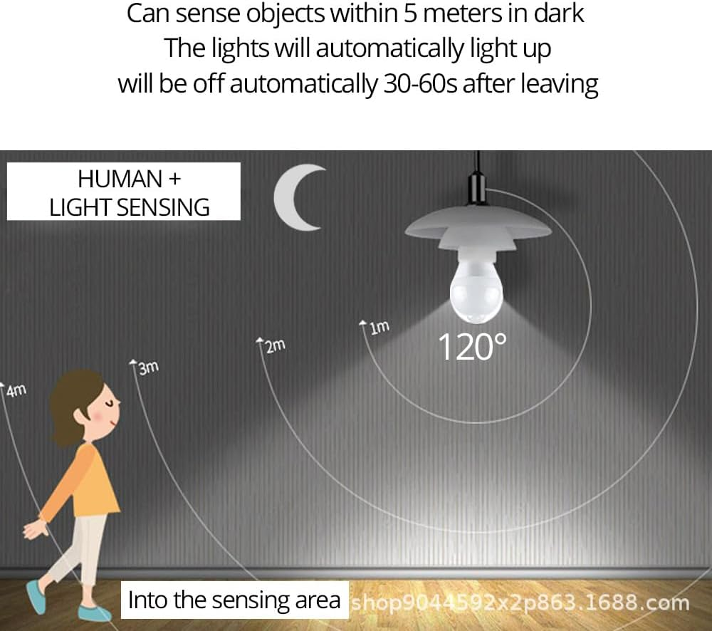 2X Smart Motion Sensor Light LED Bulbs B22 PIR Light Sensor Auto On/Off White12W image number 6