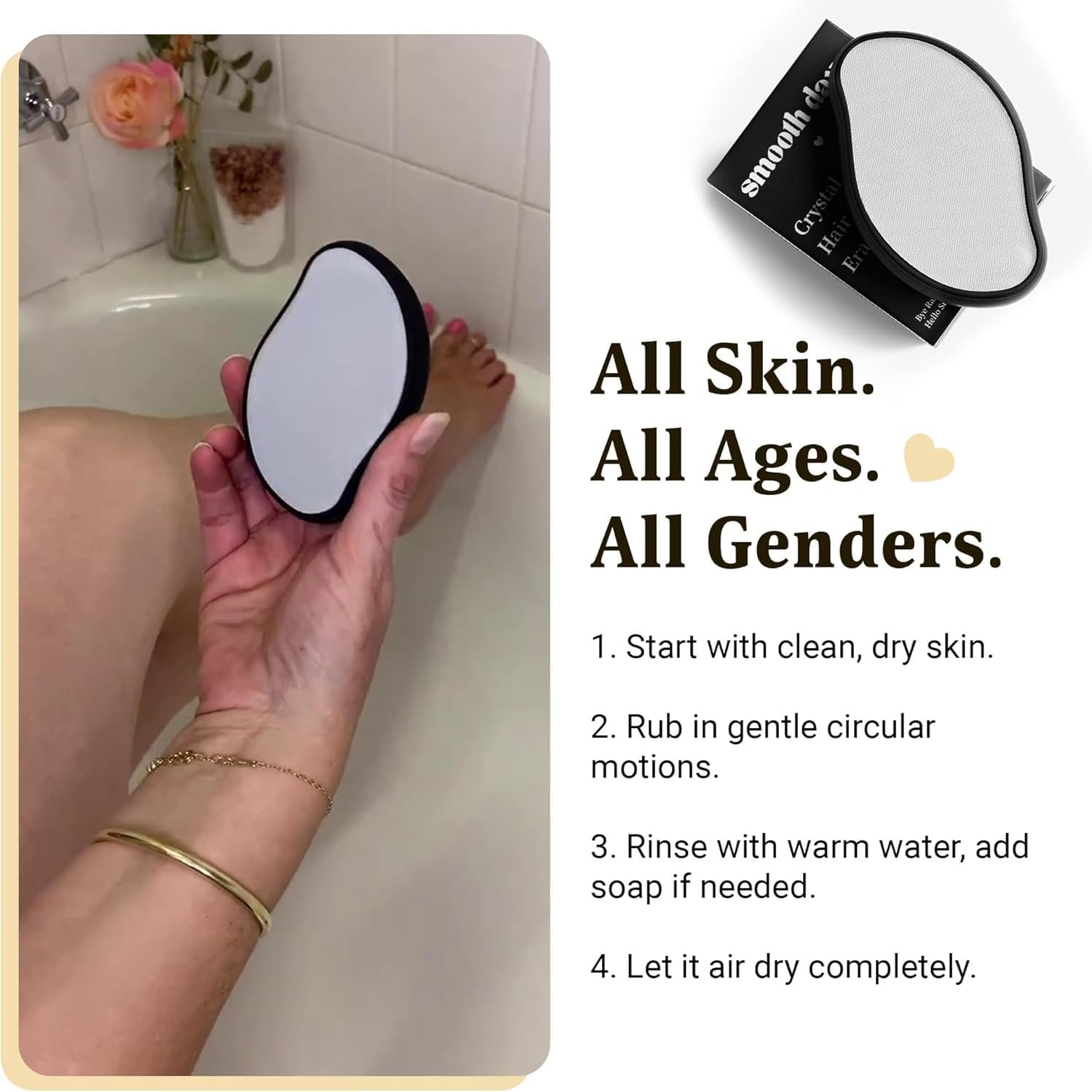 Crystal Hair Eraser for Women and Men | Reusable Hair Removal Tool with Nano-Crystalline Technology | Painless Exfoliation for Back, Arms, Legs | Eco-Friendly, Long-Lasting Design image number 5