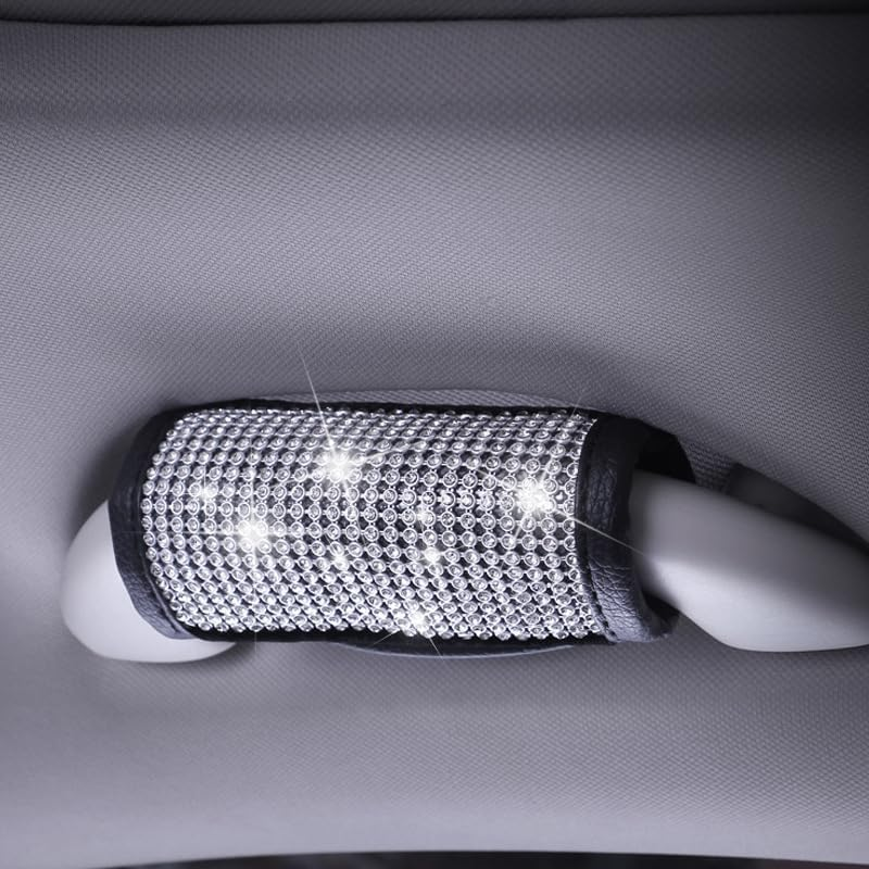 Crystal Diamond Car Door Handle Cover - Rhinestone Handcraft Door Handle Cover Car Accessories for Women, Lady - Universal Fit，1Pcs (Silvery, One Size) image number 4