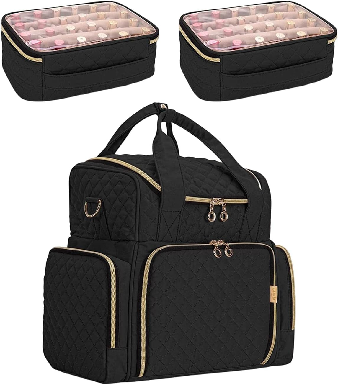 Nail Polish Carrying Case Bag Large Nail Polish Organizer Multifunctional with Mesh Pocket Sturdy Stitching Portable Large Handbag Organizer