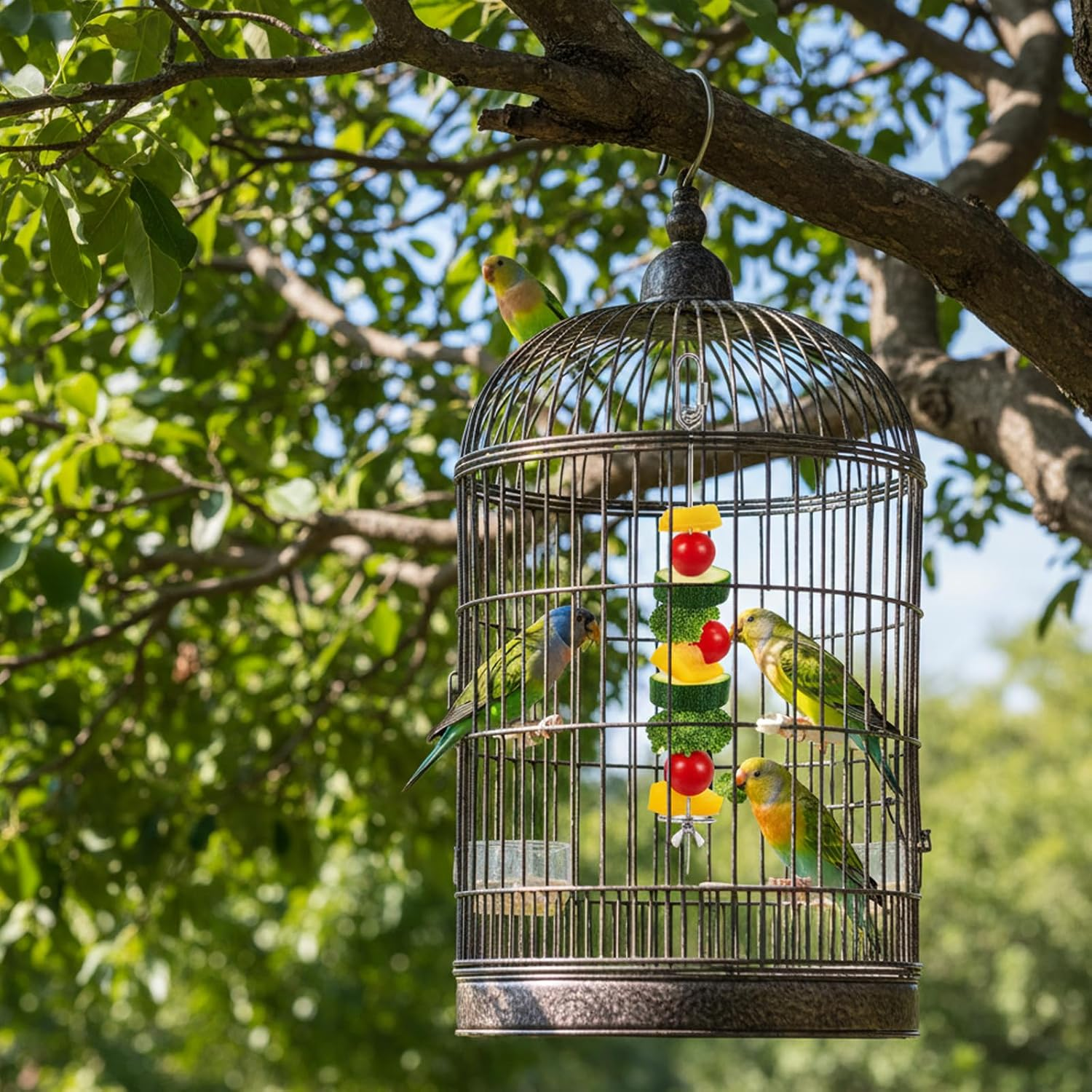 Hcvgcm Budgie Toy, 3 Stainless Steel Fruit Skewers with 3 Hooks, Budgies Cage, Parrot Toy, Safe and Durable Feeder for Budgies, Cockatiels and Small Birds image number 5