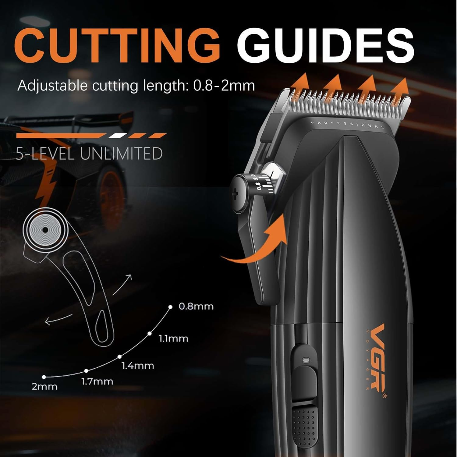 VGR 889C Professional Hair Clippers for Men, 9000RPM Cordless Barber Clippers with Ceramic & MIM Blades, 6 Magnetic Guide Combs, LED Display, USB Charging Base, Mens Grooming Kits for Barber image number 1